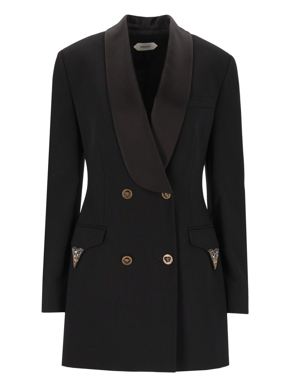Versace Double-Breasted Evening Blazer - Black
