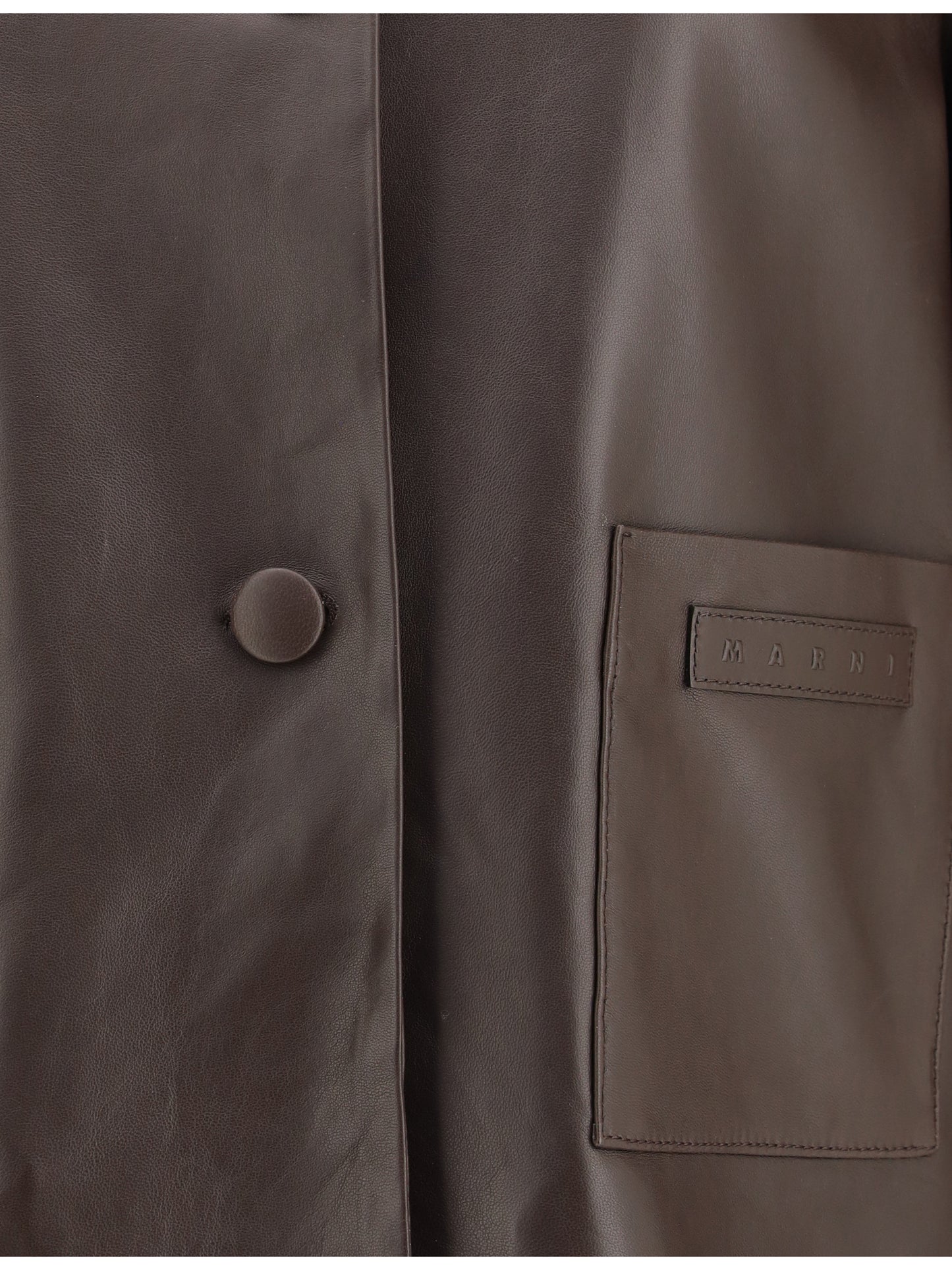 MARNI Leather Jacket with a shearling collar