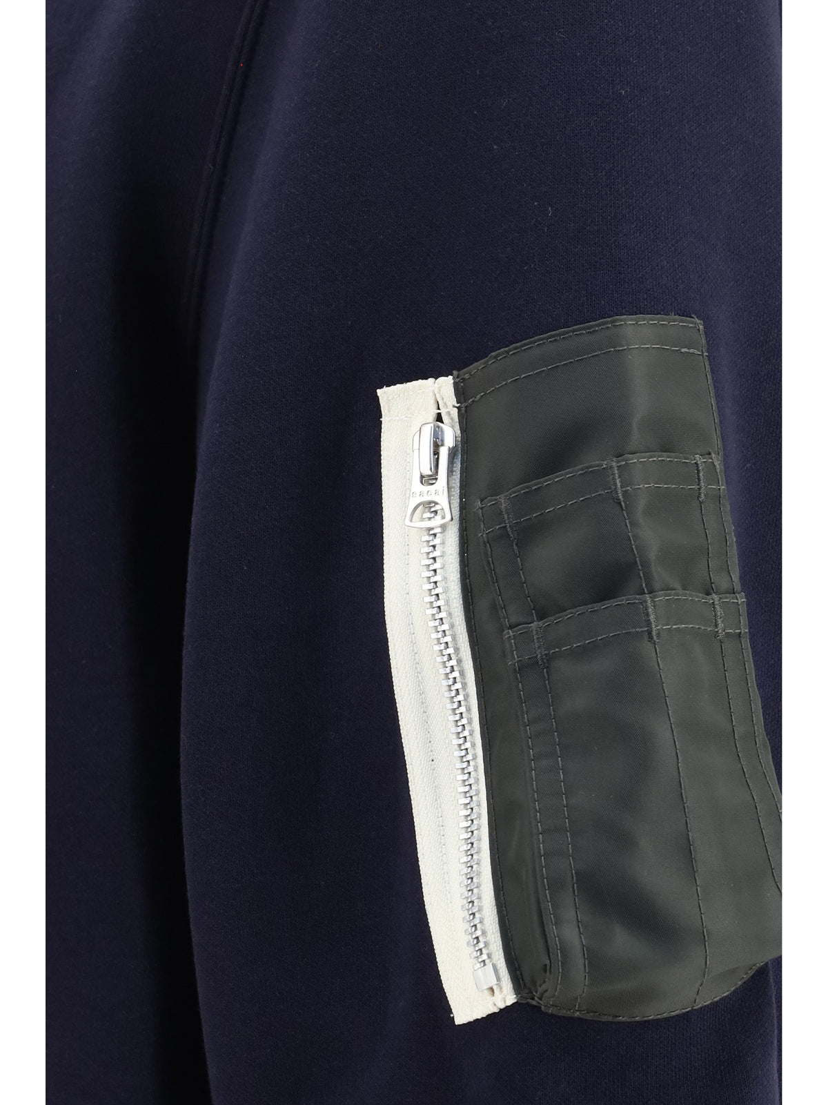 Sacai Terry cloth zip Polo - Navy×D/Khaki