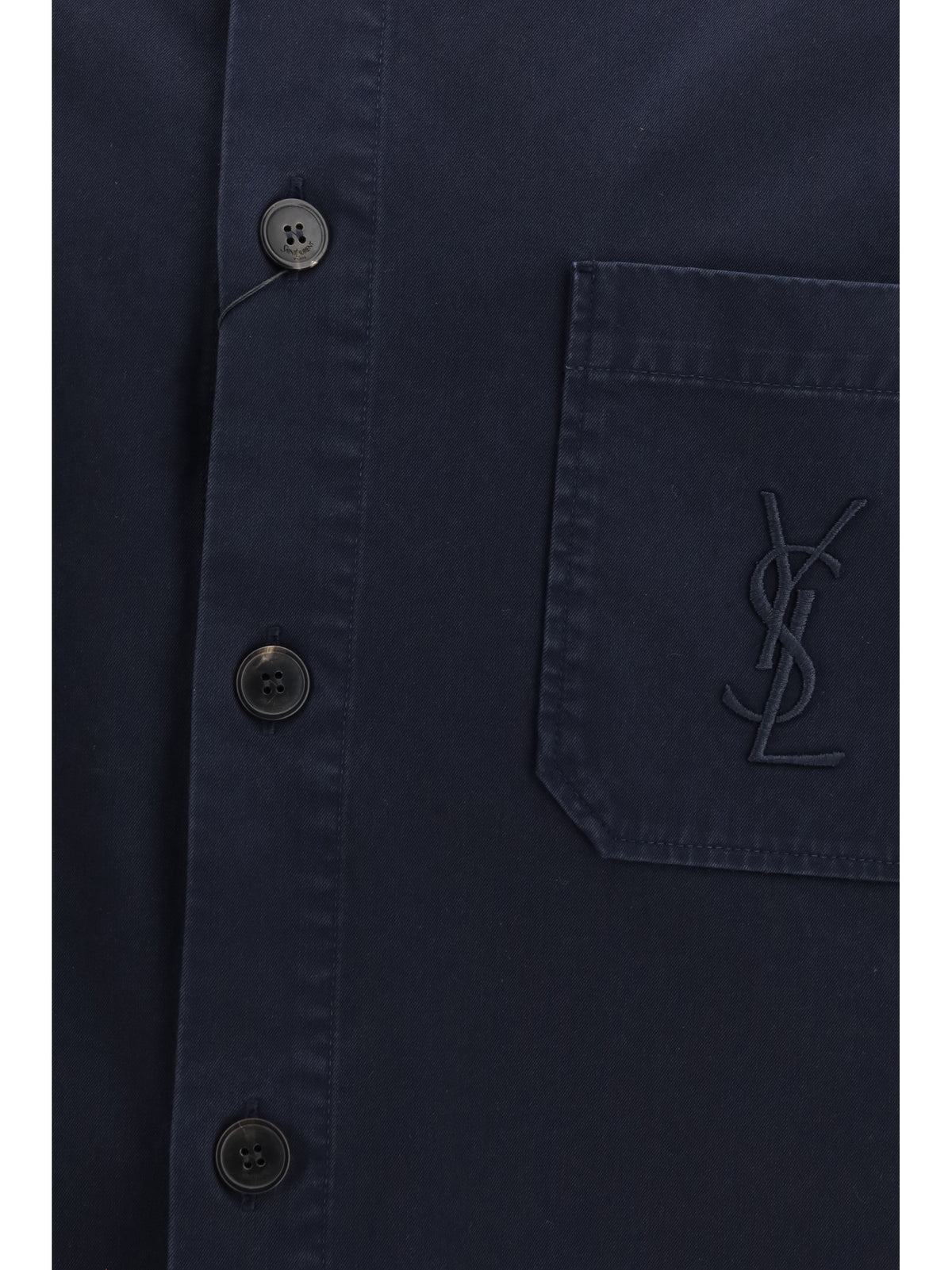 Saint Laurent Cassandre Overshirt in gabardine with logo - Dark Purple