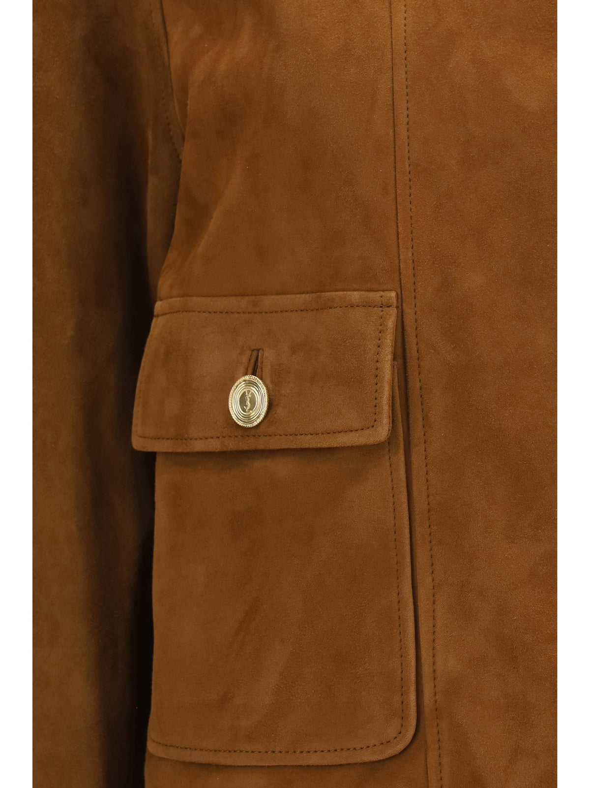 Saint Laurent Short suede Jacket with buttons - Rhum Ambre