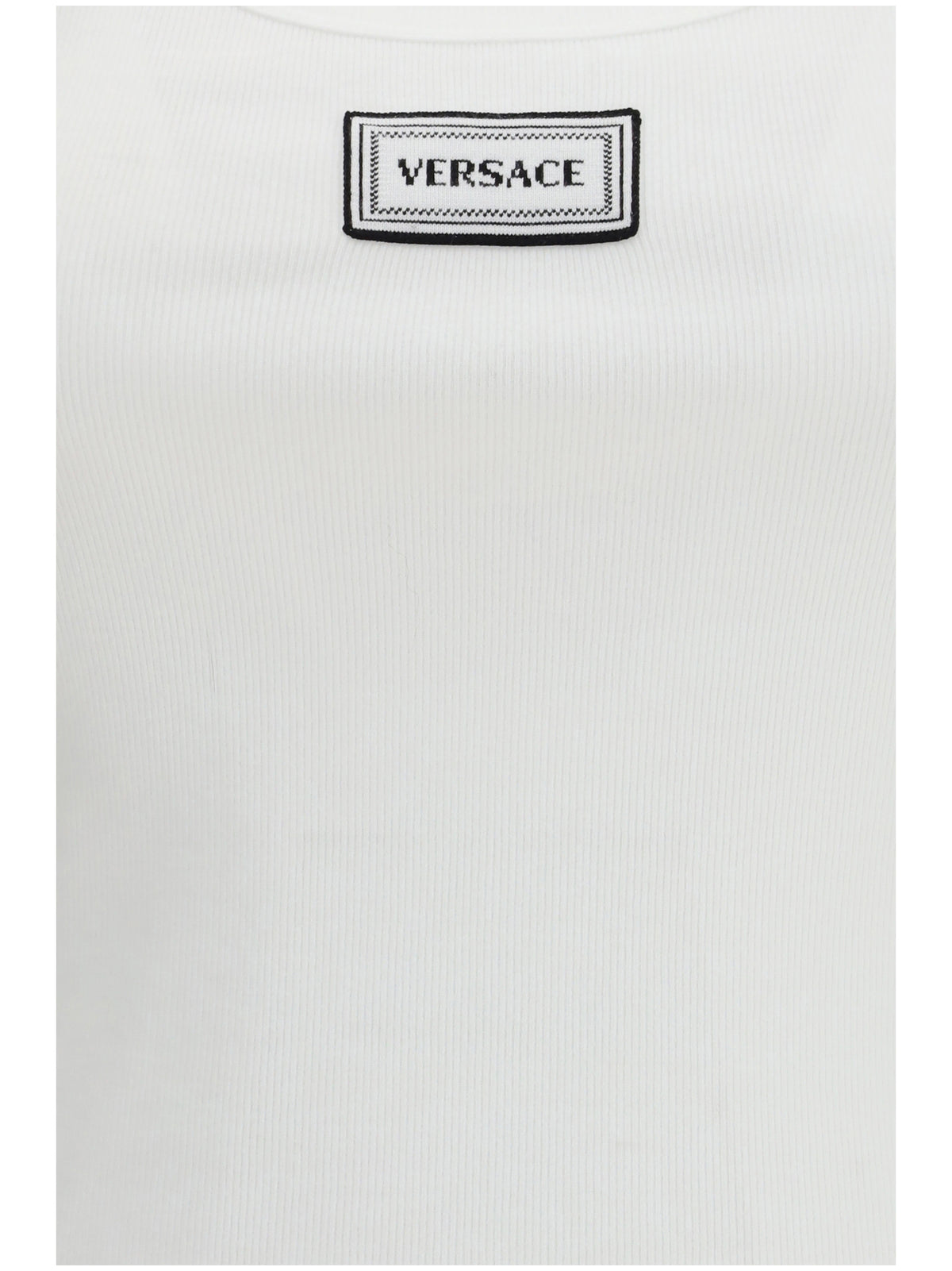 Versace Tank Top in cotton rib stretch - Optical White