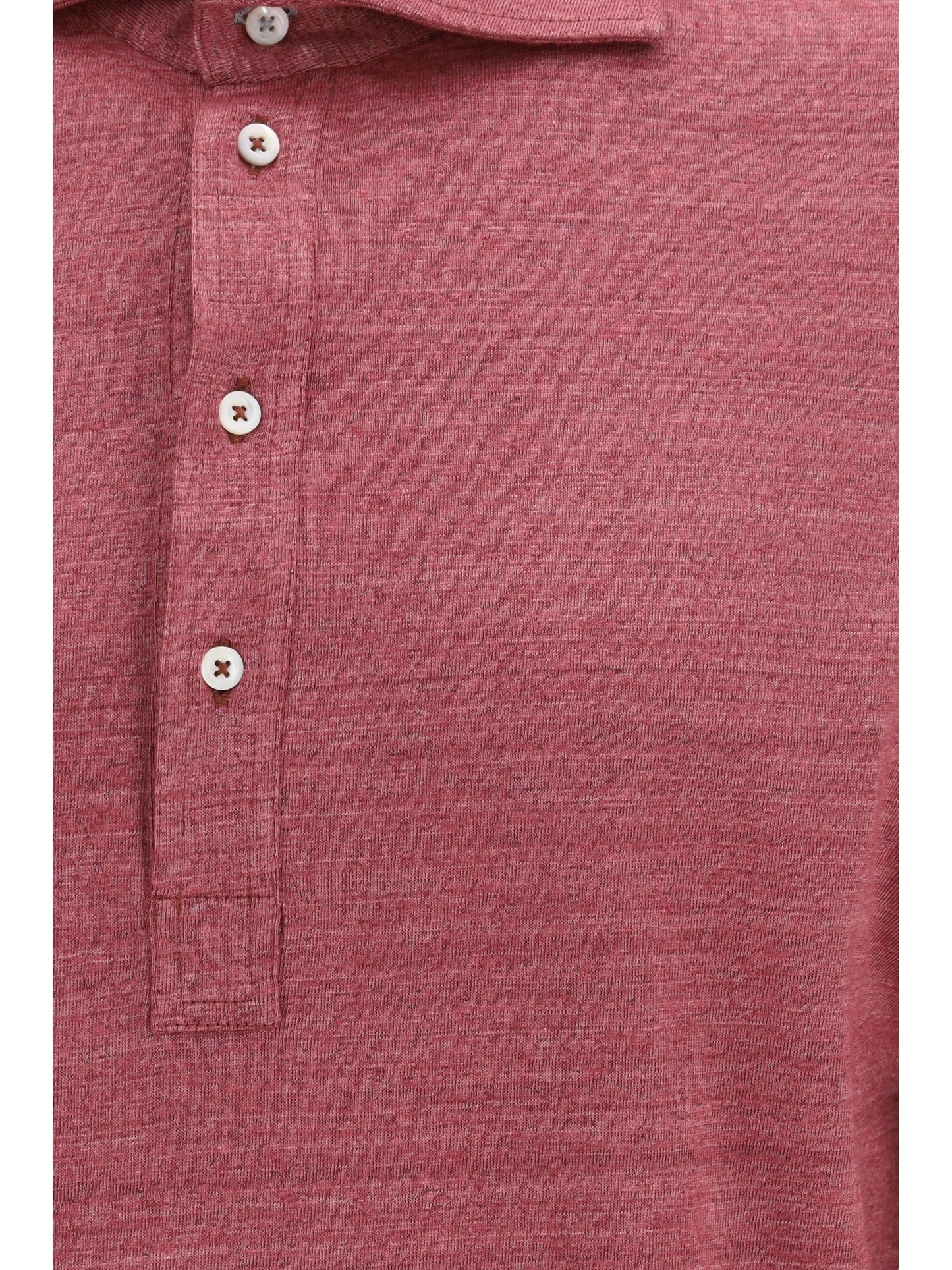 Brunello Cucinelli Long-sleeve Polo in mélange linen and cotton jersey - Coral