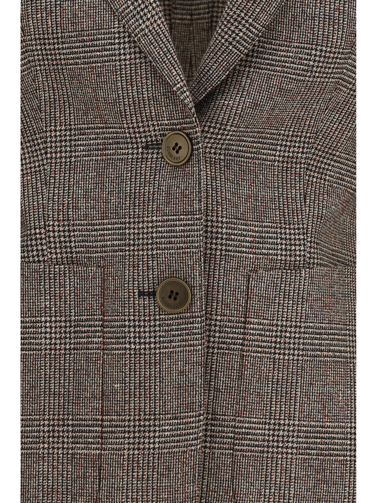Burberry Single-breasted wool and linen Blazer - Soap Beige/Brown Chk