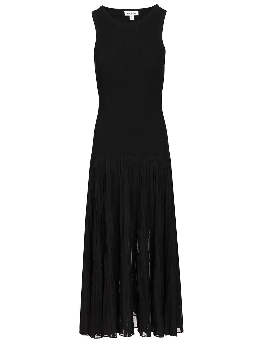 Alaïa Pleated Sheer Dress - Black