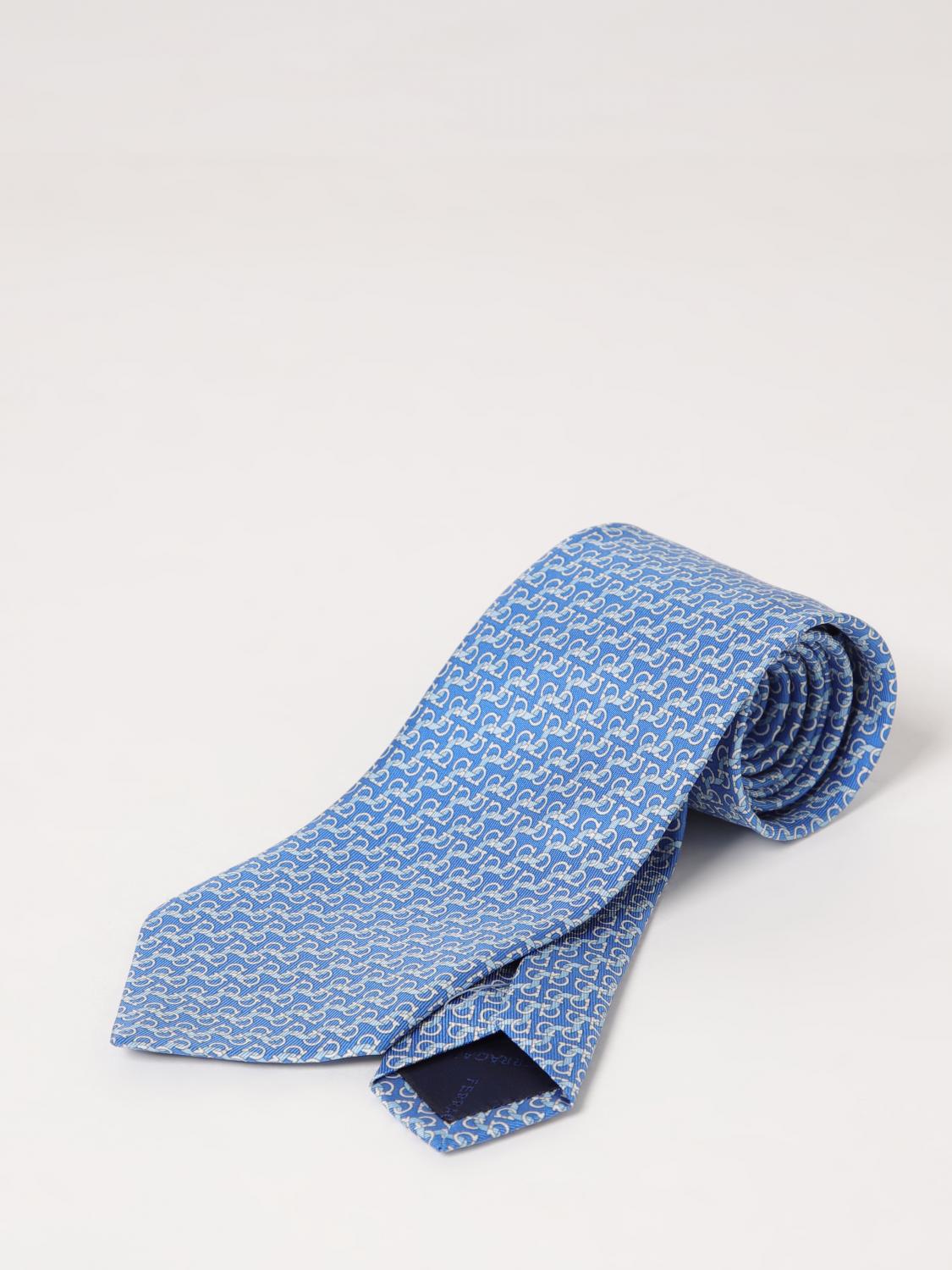 Ferragamo Tie Men Gnawed Blue