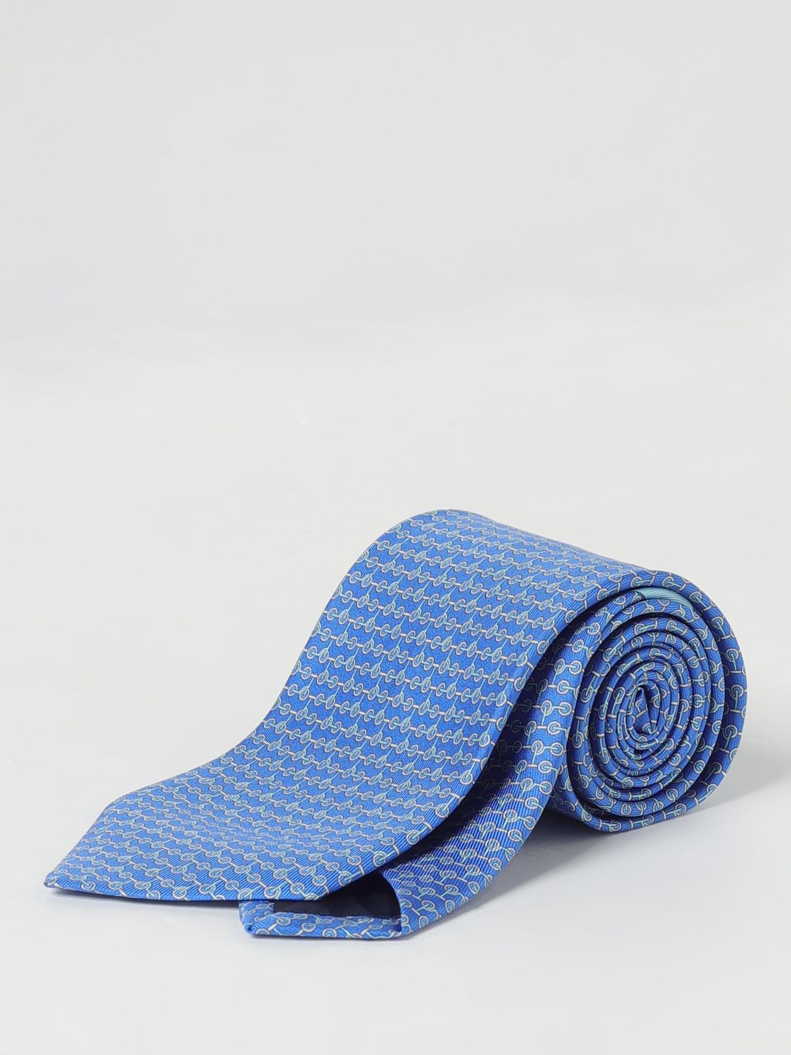 Ferragamo Tie Men Gnawed Blue