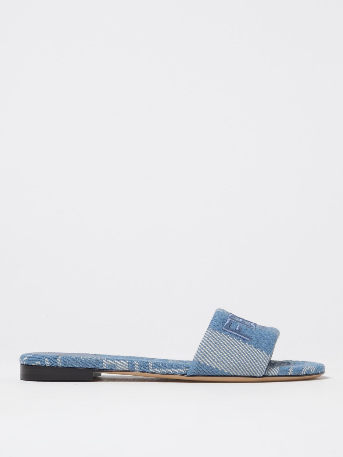 Fendi Flat Sandals Woman Gnawed Blue