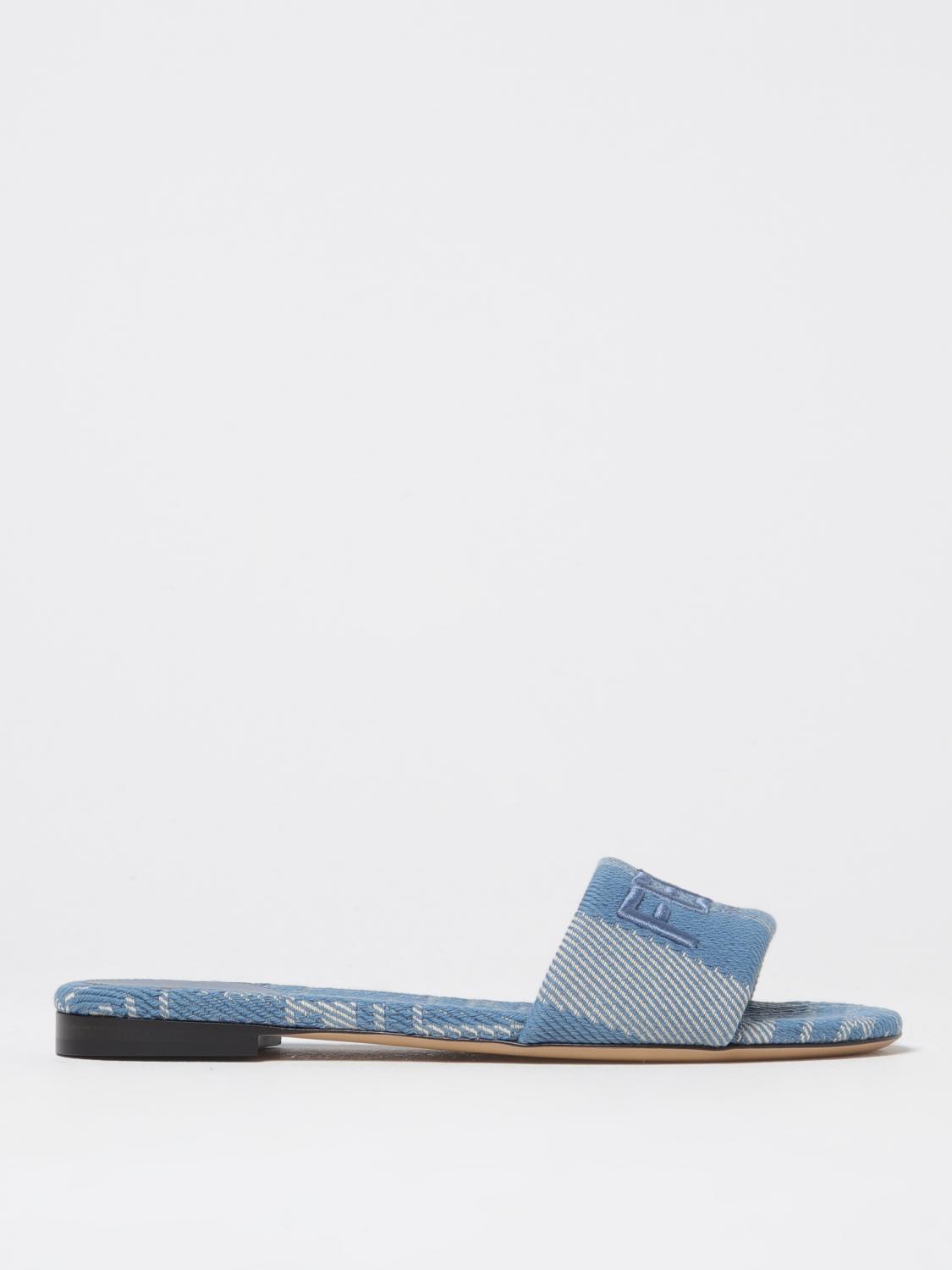 Fendi Flat Sandals Woman Dove Grey