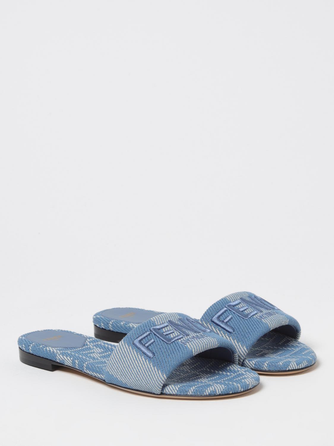 Fendi Flat Sandals Woman Dove Grey