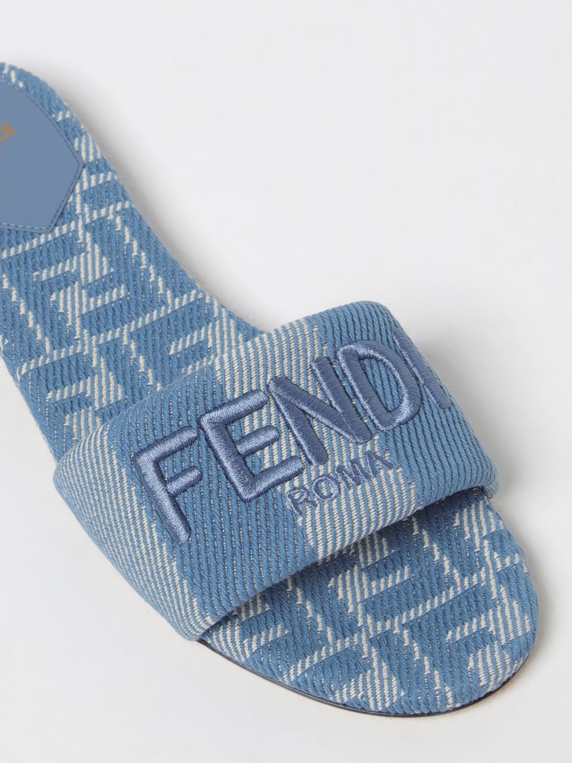 Fendi Flat Sandals Woman Dove Grey