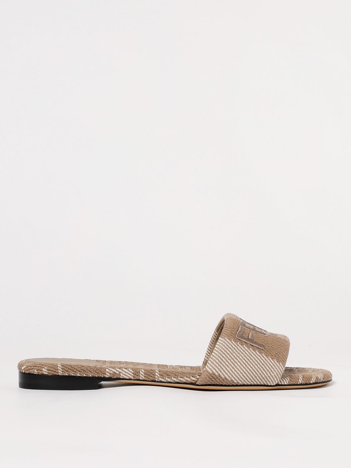 Fendi Flat Sandals Woman Dove Grey