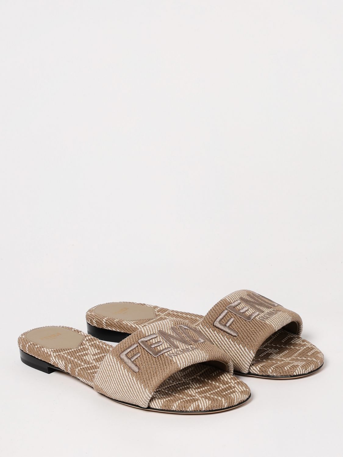 Fendi Flat Sandals Woman Gnawed Blue