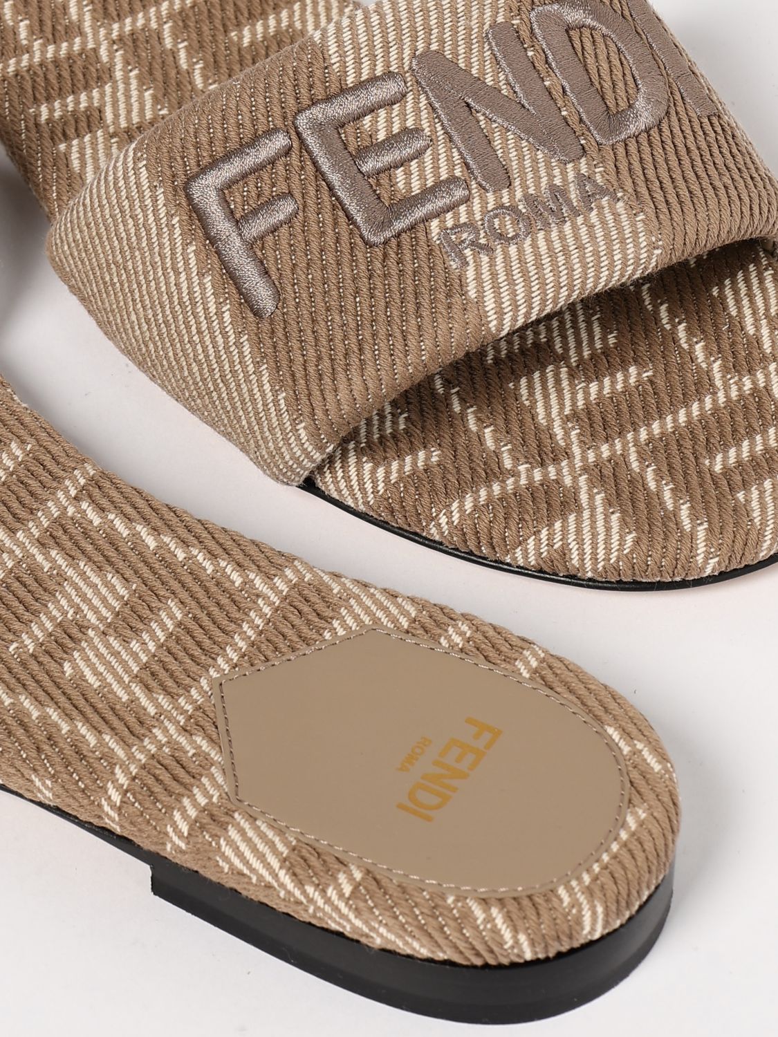Fendi Flat Sandals Woman Dove Grey