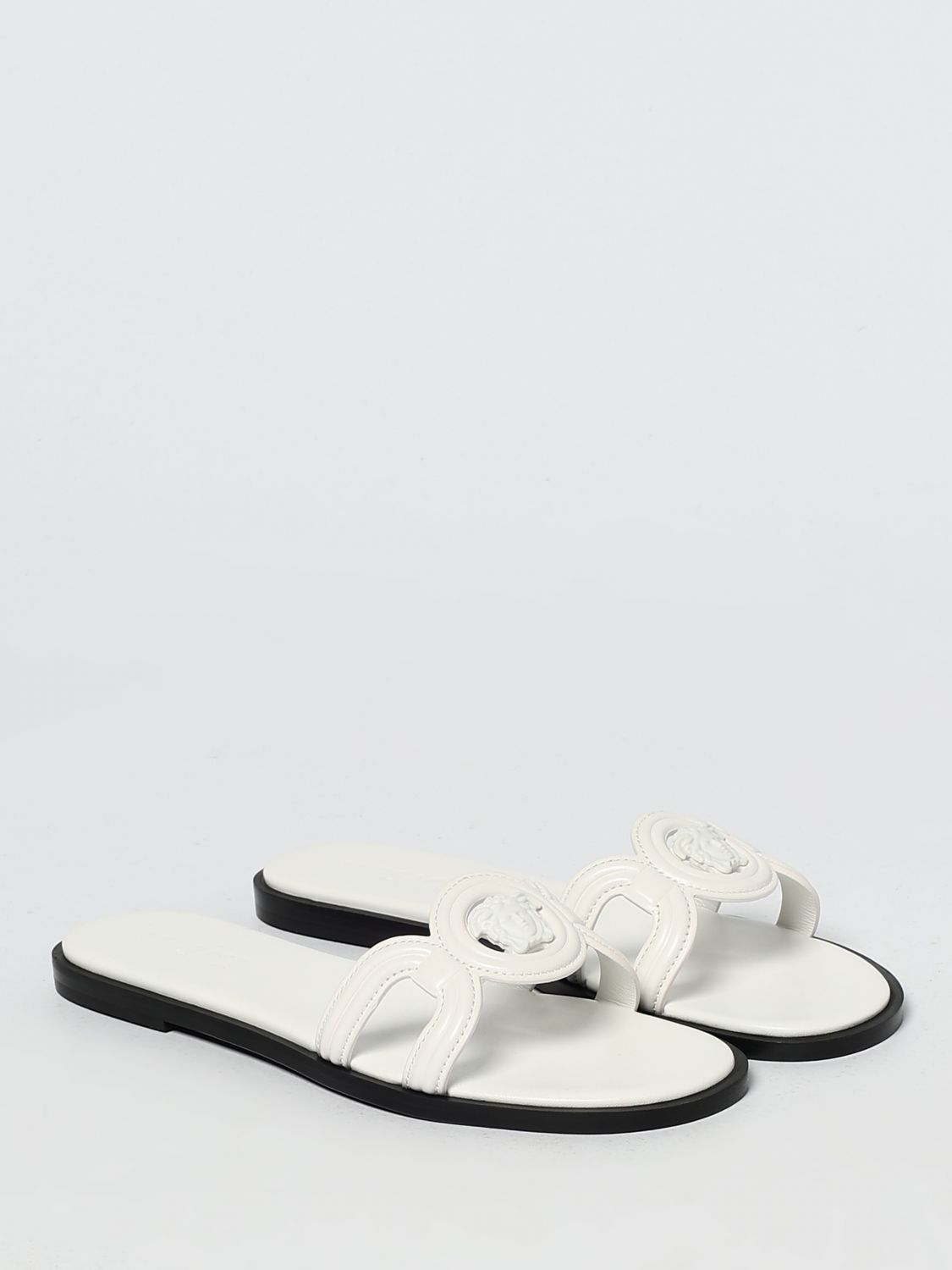 Versace Flat Sandals Woman Leather
