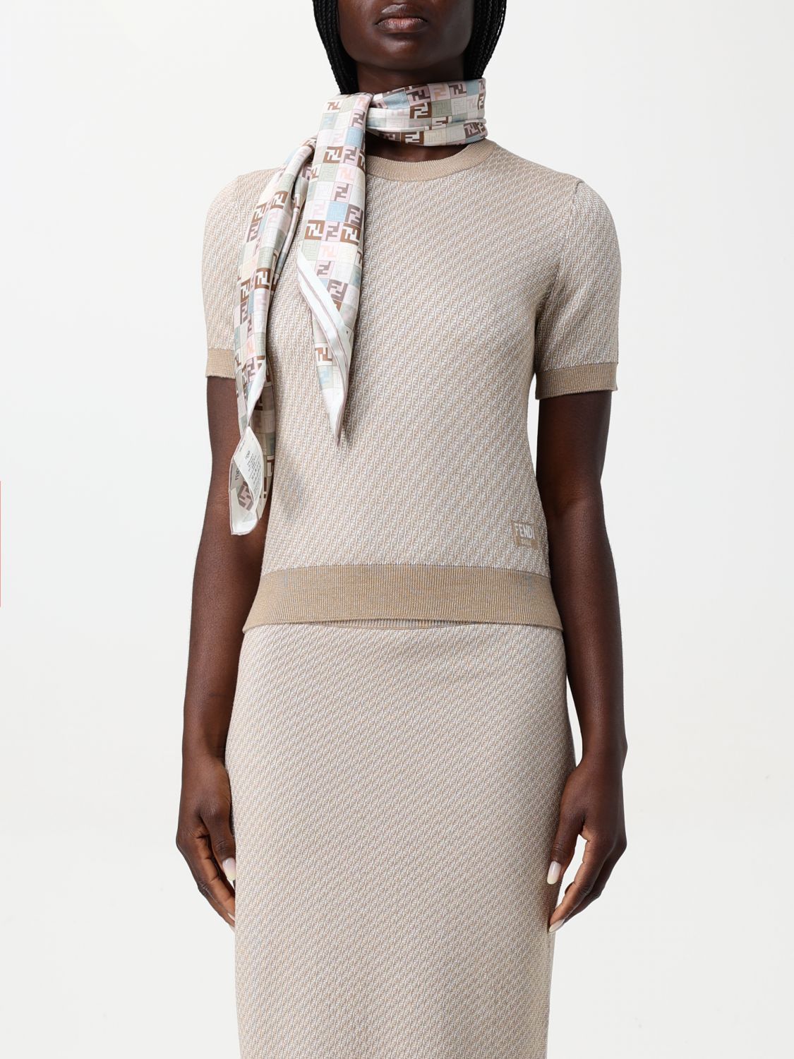 Fendi Neck Scarf Woman Beige
