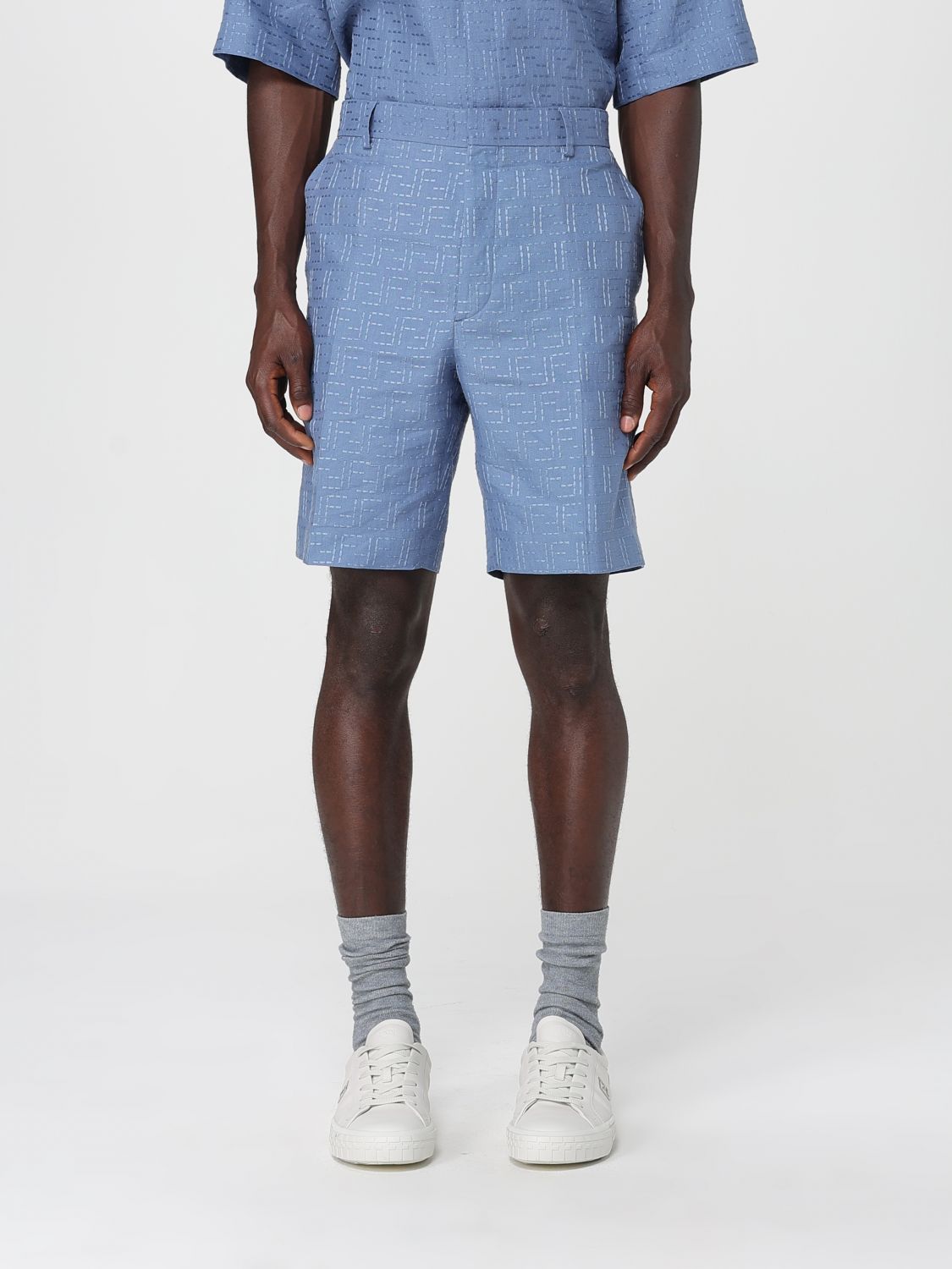 Fendi Pants Men Gnawed Blue