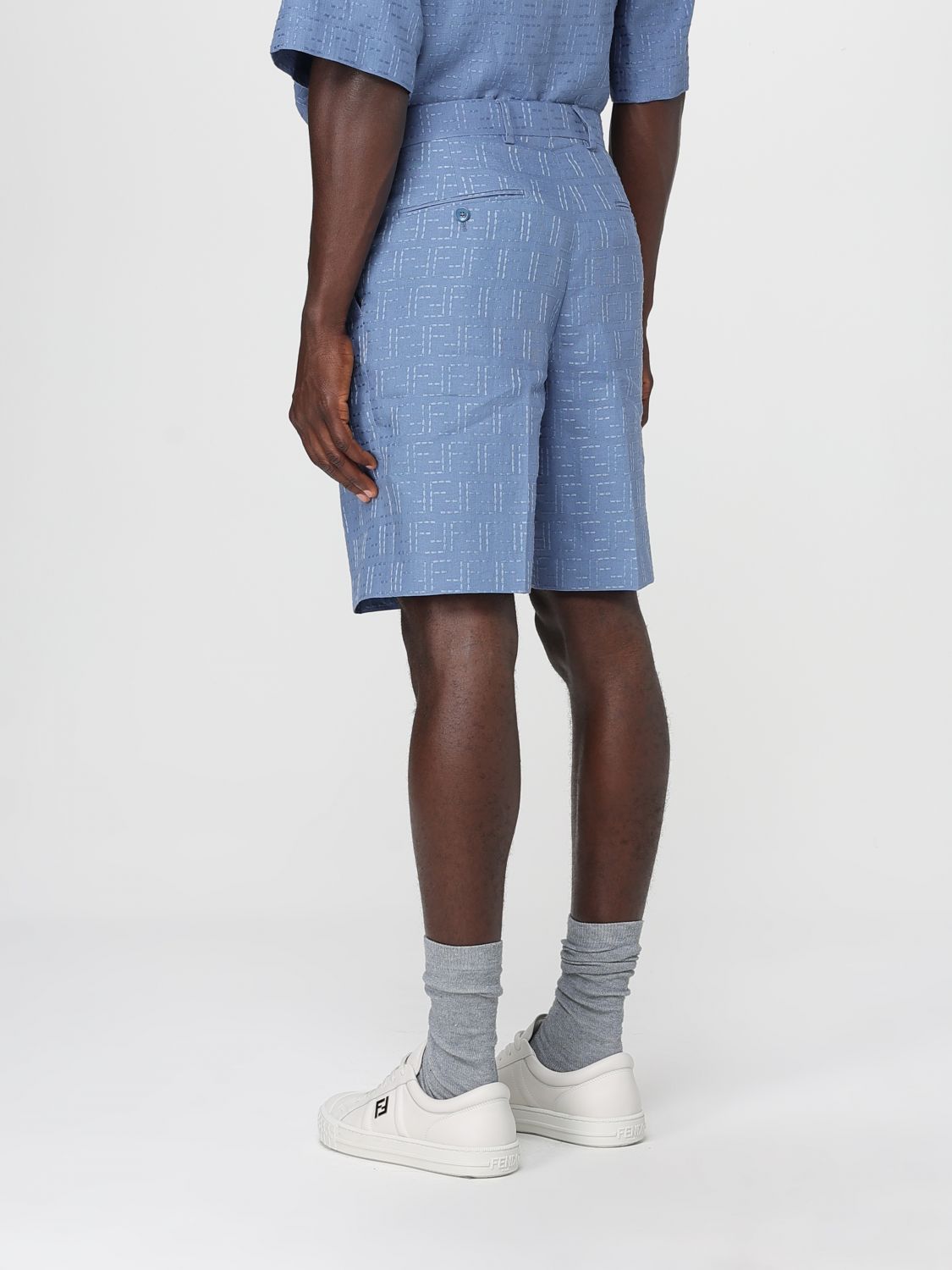 Fendi Pants Men Gnawed Blue