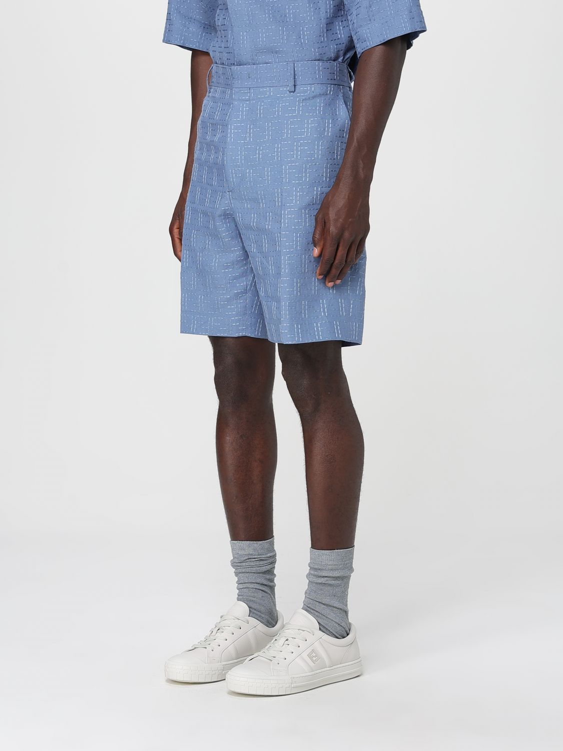 Fendi Pants Men Gnawed Blue