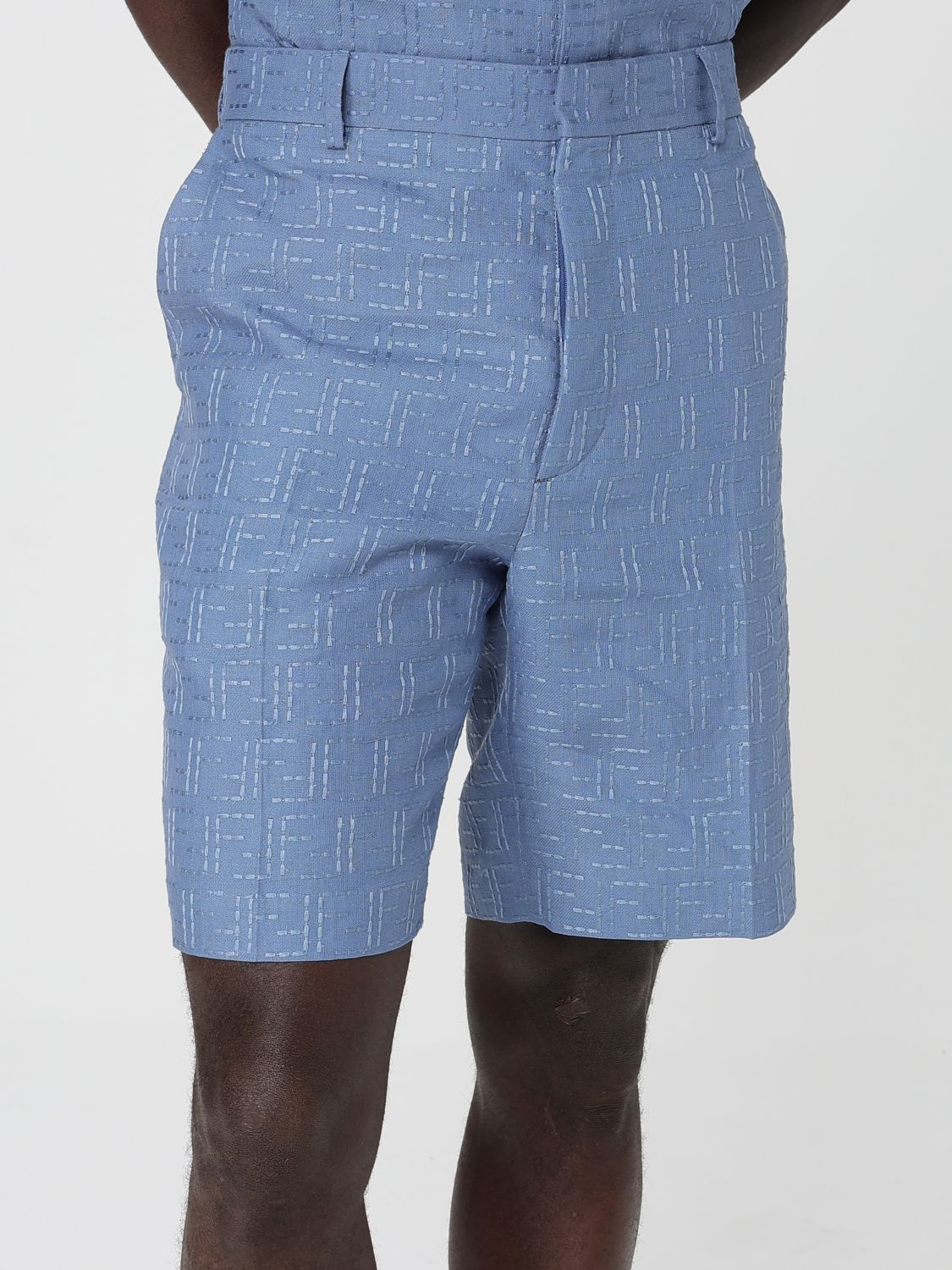 Fendi Pants Men Gnawed Blue