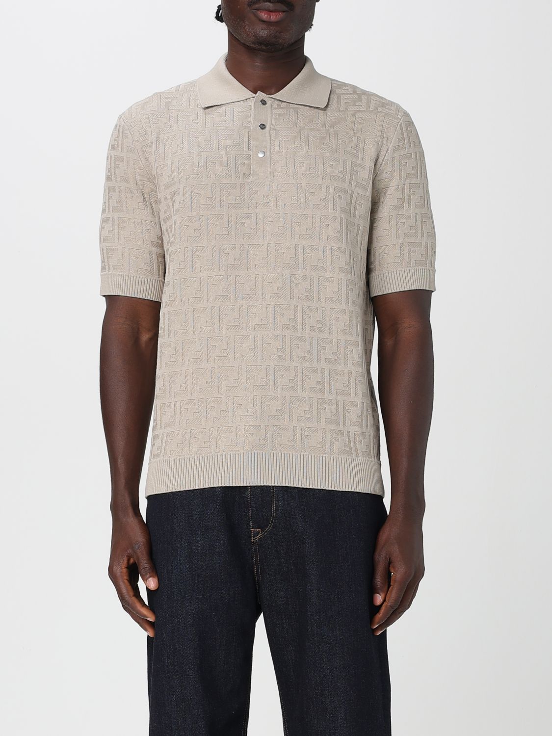 Fendi Polo Shirt Men Beige
