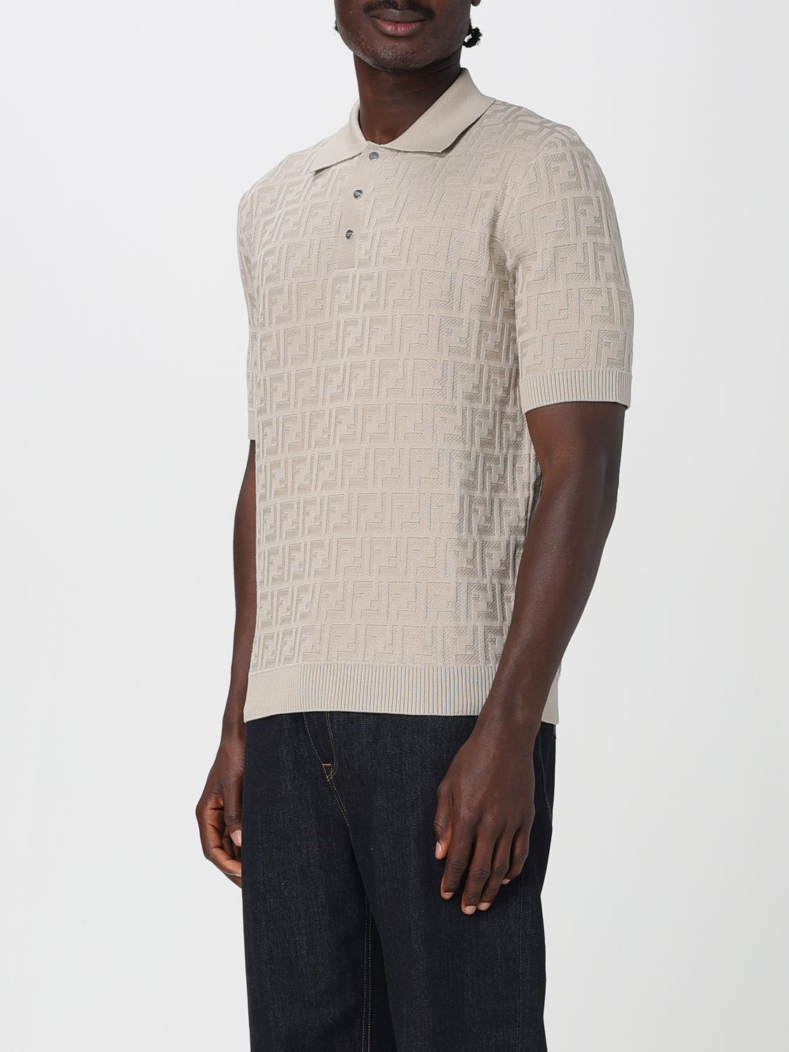Fendi Polo Shirt Men Beige