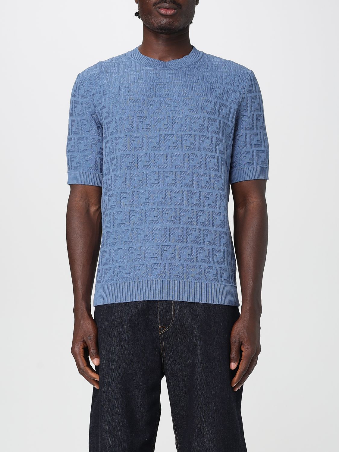 Fendi T Shirt Men Gnawed Blue