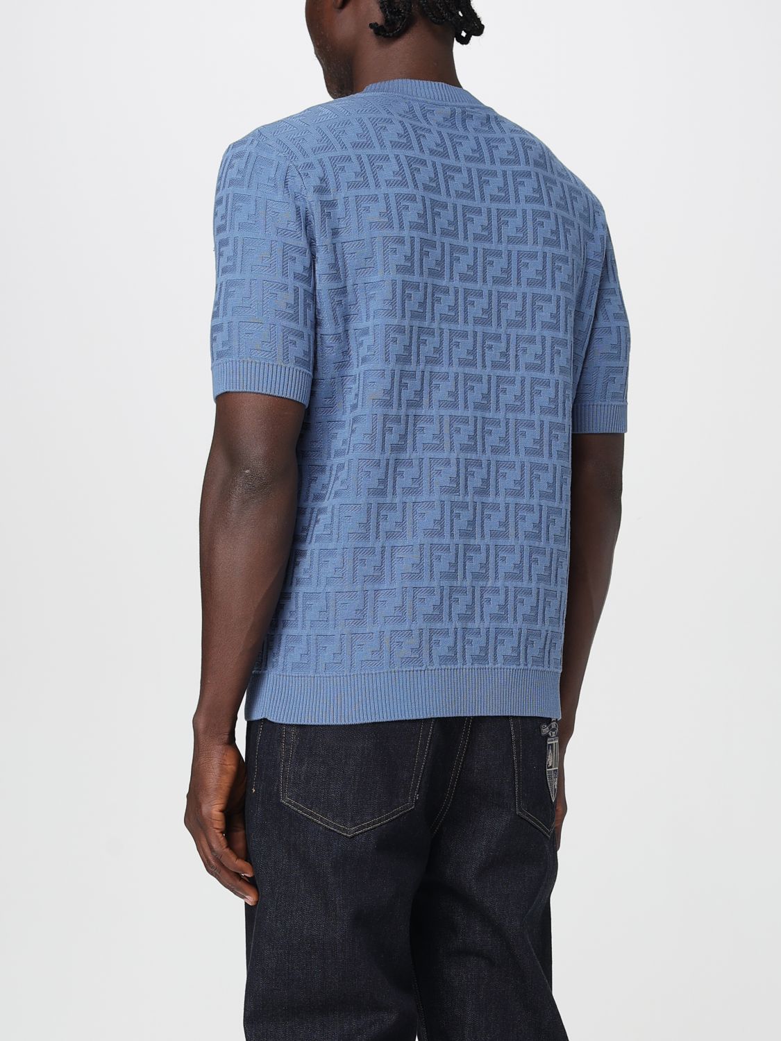 Fendi T Shirt Men Gnawed Blue