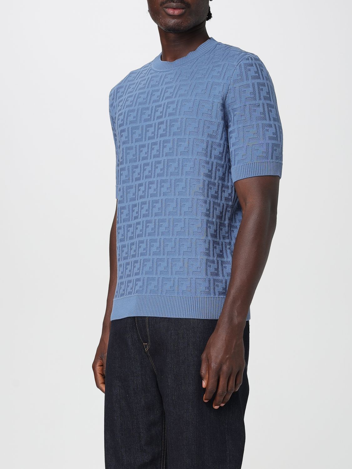 Fendi T Shirt Men Gnawed Blue