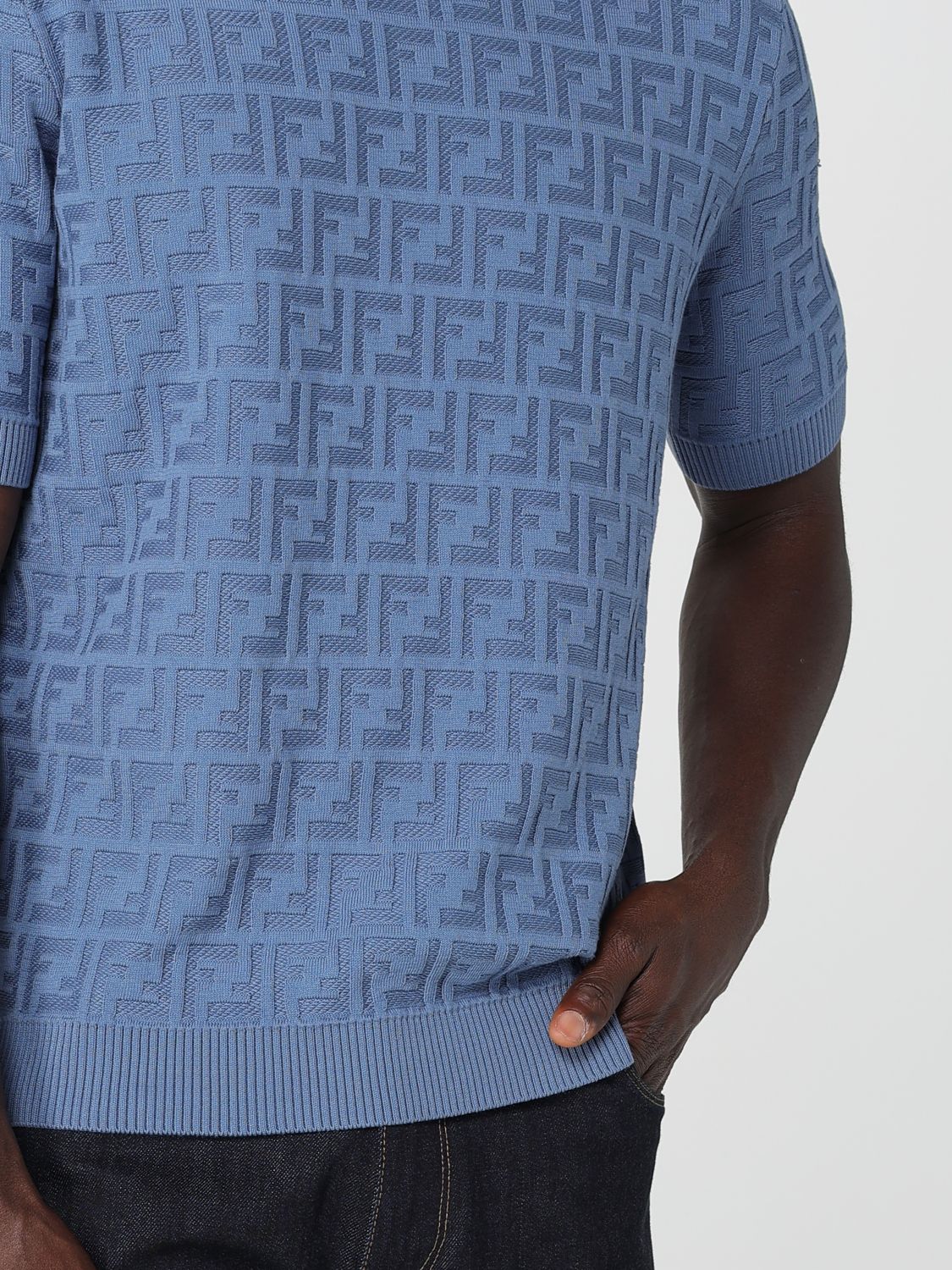 Fendi T Shirt Men Gnawed Blue