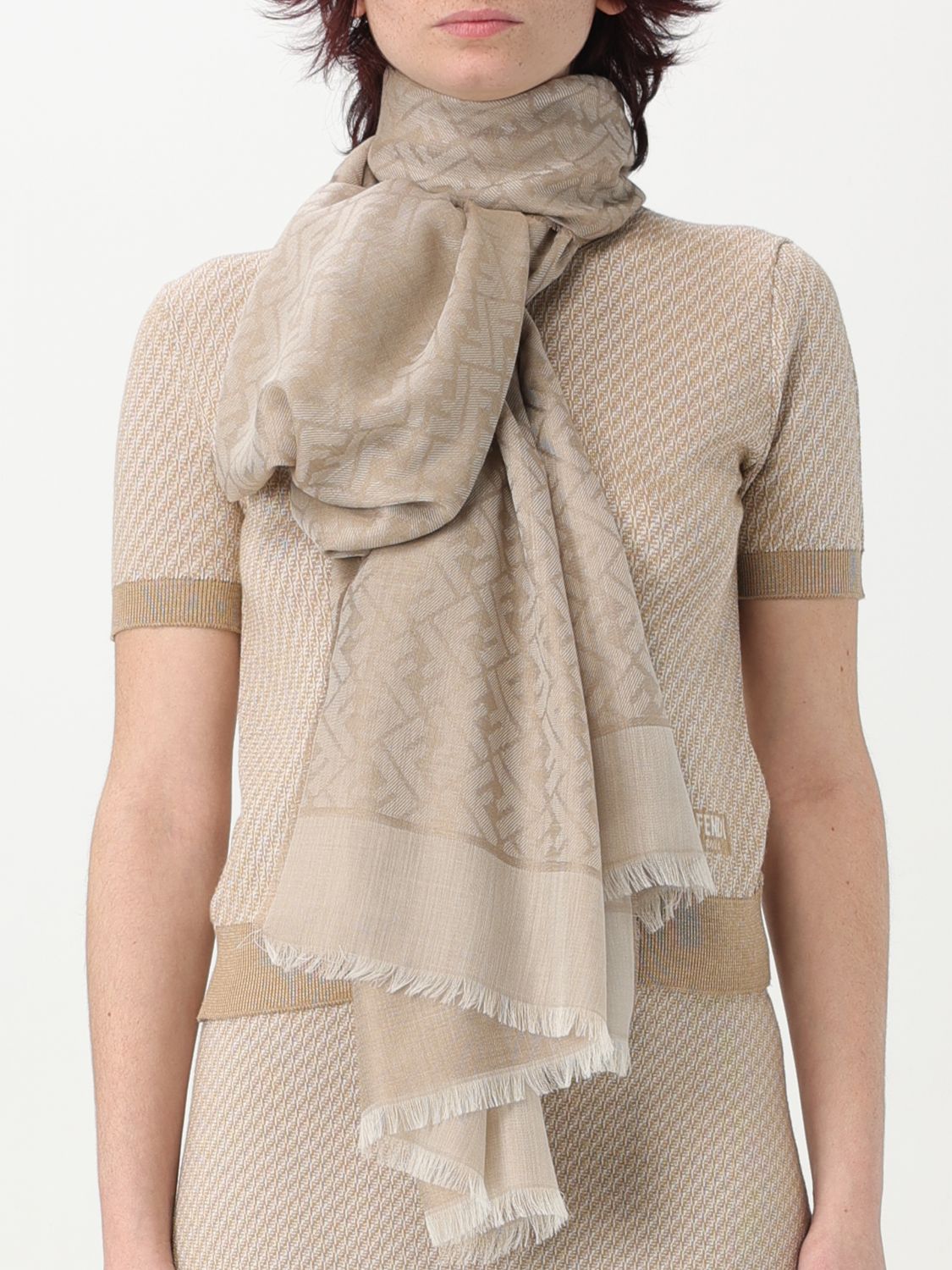 Fendi Shawl Woman Dove Grey