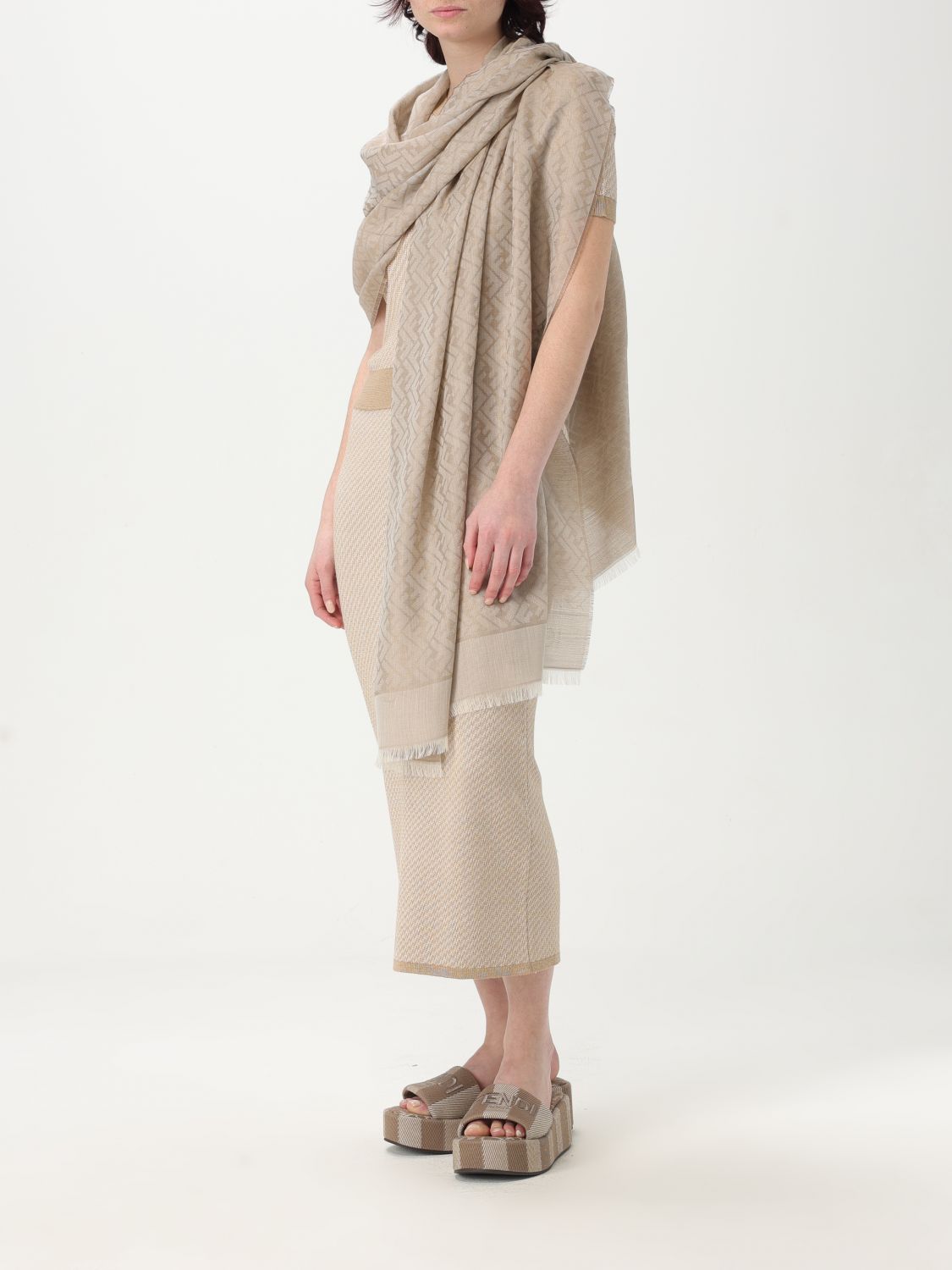 Fendi Shawl Woman Dove Grey