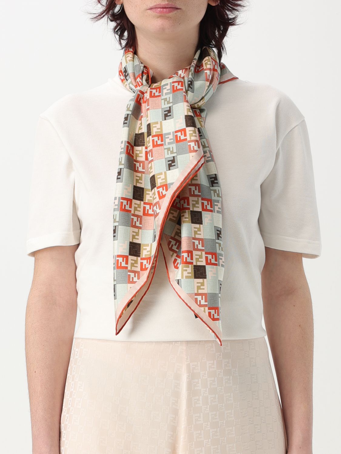 Fendi Neck Scarf Woman Orange