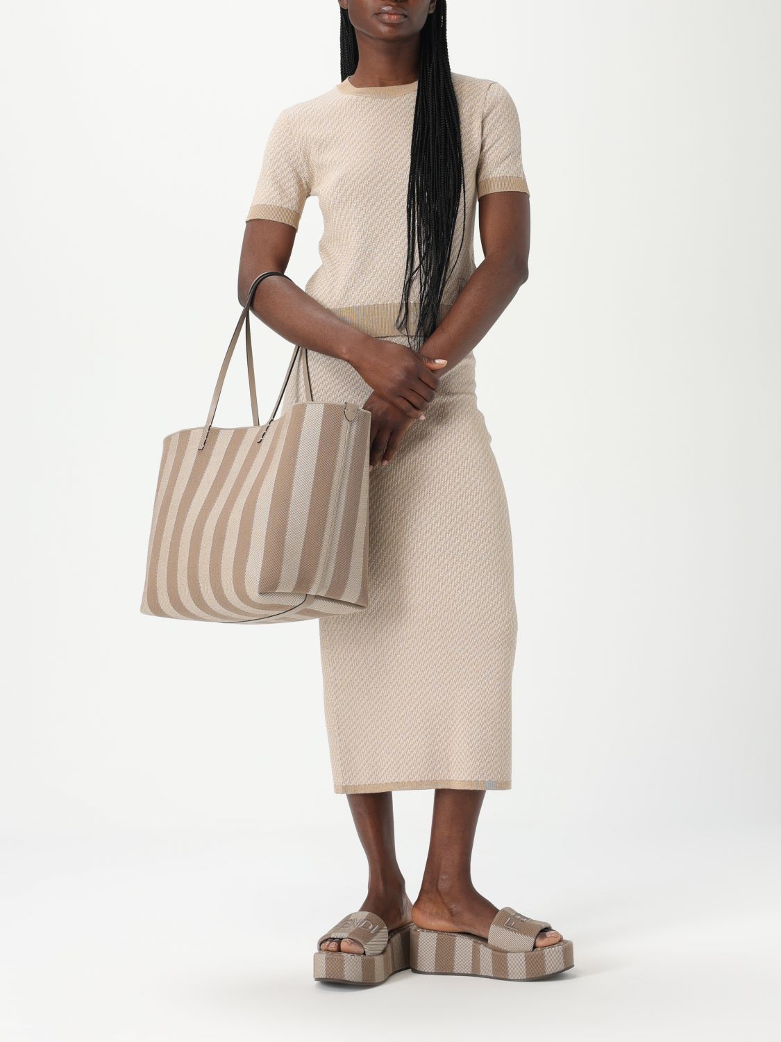 Fendi Tote Bags Woman Beige