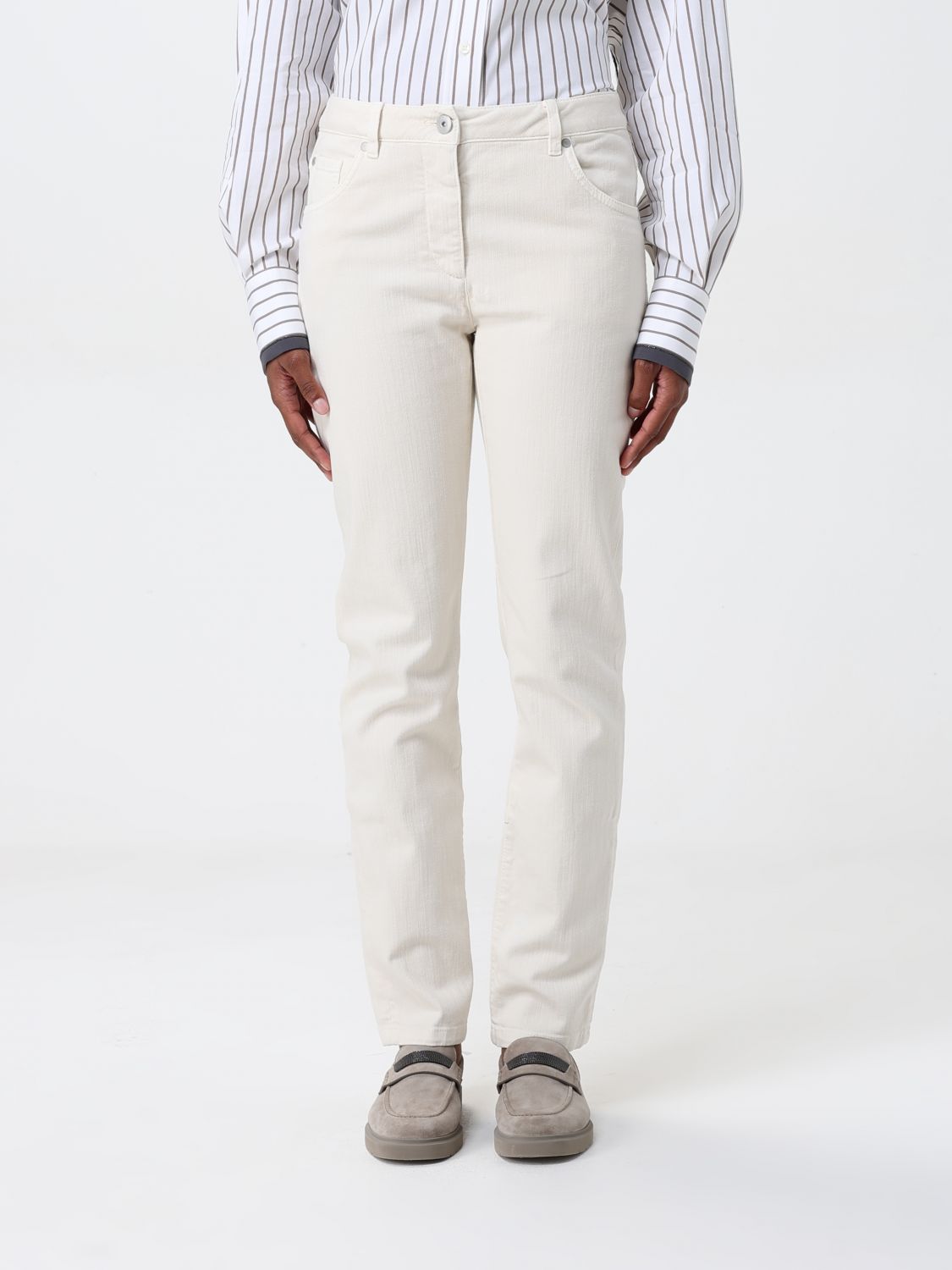 パンツ BRUNELLO CUCINELLI Woman Pants Yellow Cream MH137P5679 C8739 Brunello Cucinelli Pants Woman Yellow Cream – Modishus