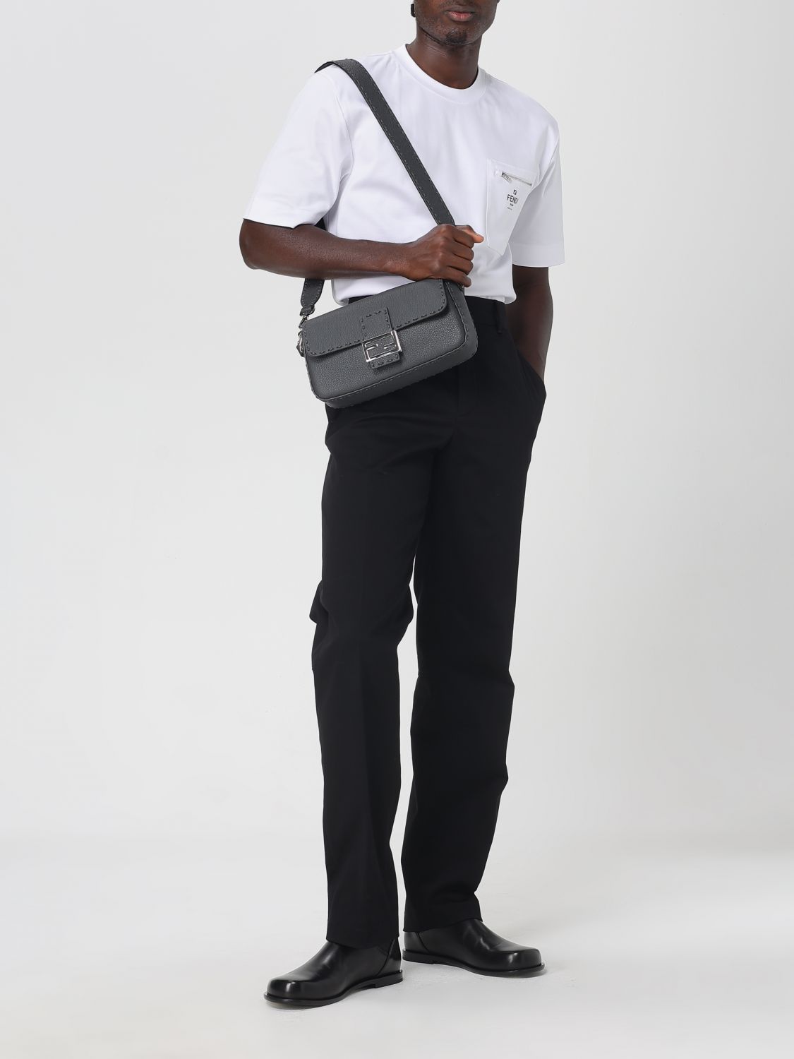 Fendi Shoulder Bag Men Charcoal