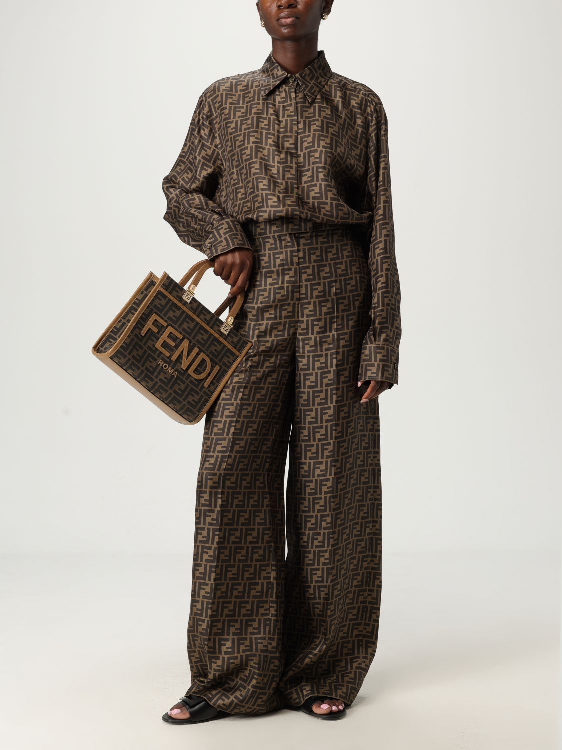 Fendi Pants Woman Tobacco