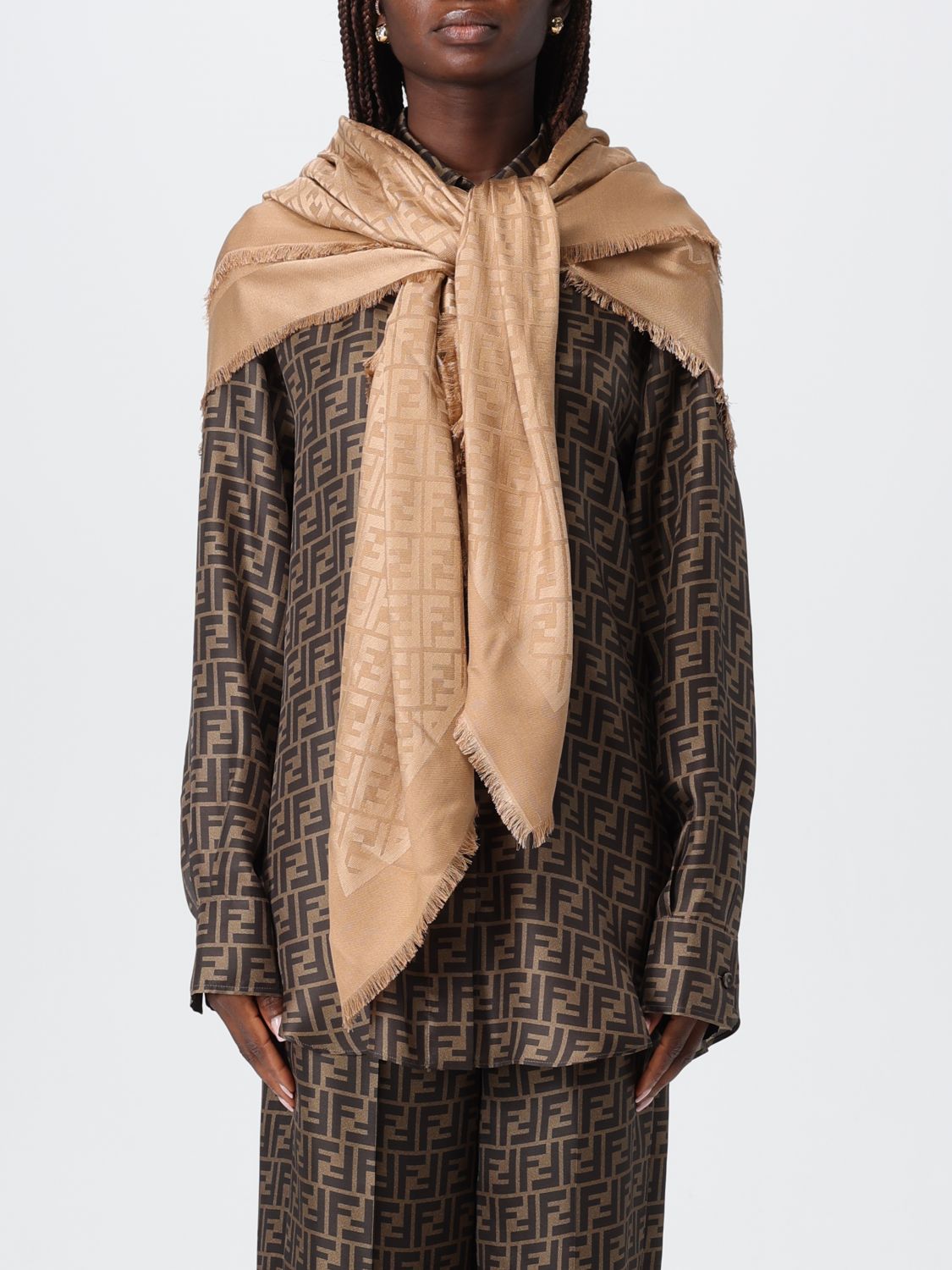 Fendi Scarf Woman Camel