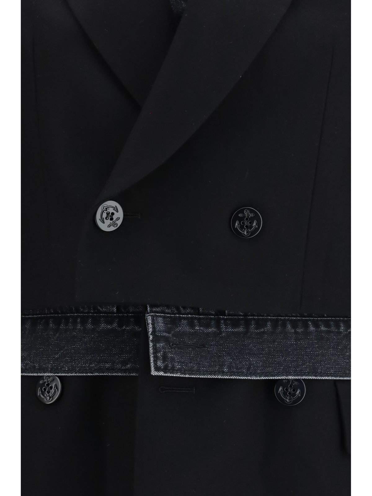 Sacai Wool flannel and denim Jacket - Black