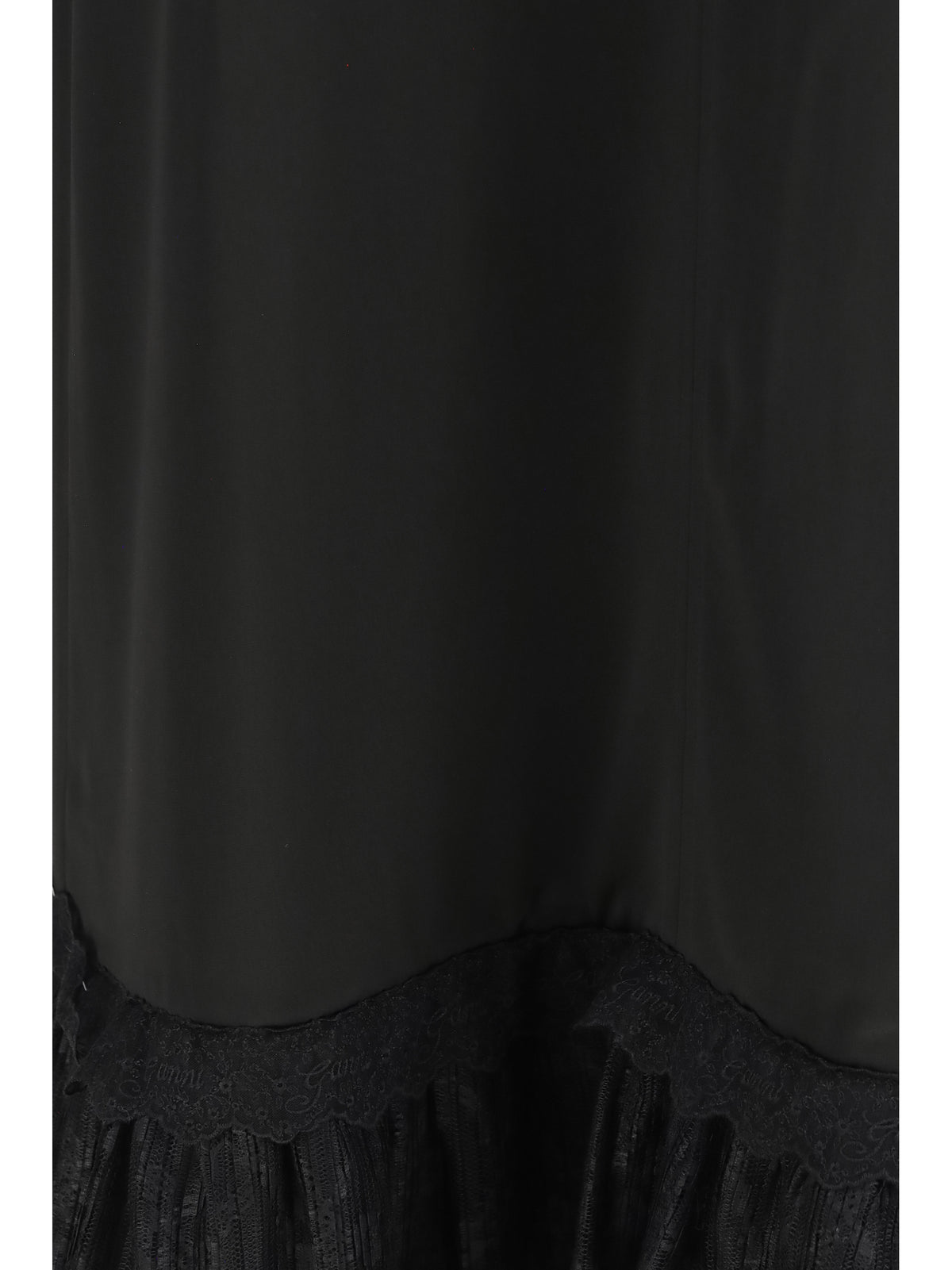Ganni Lace-trimmed satin long Dress - Black