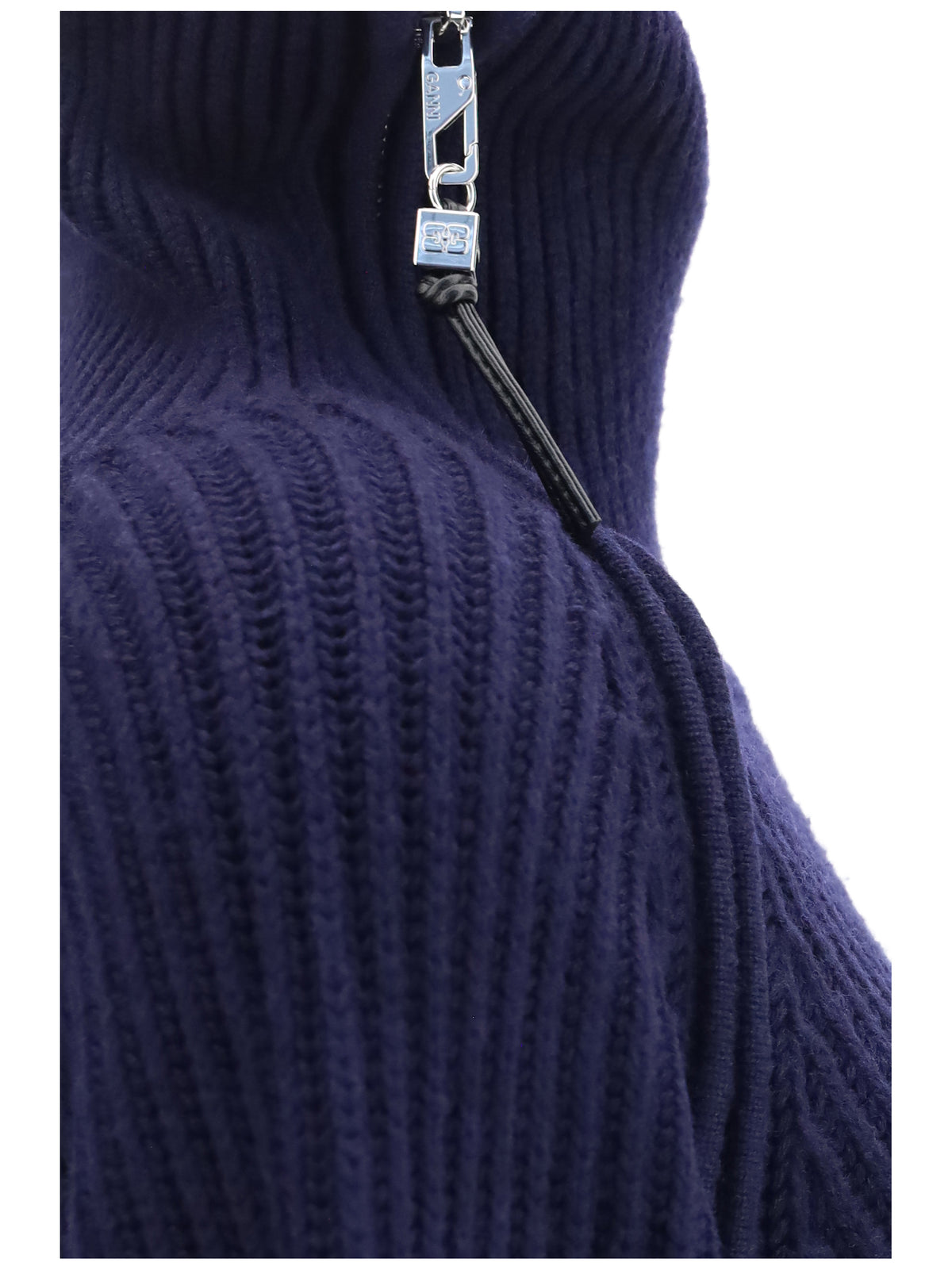 Ganni Wool zip-neck Sweater - Sky Captain
