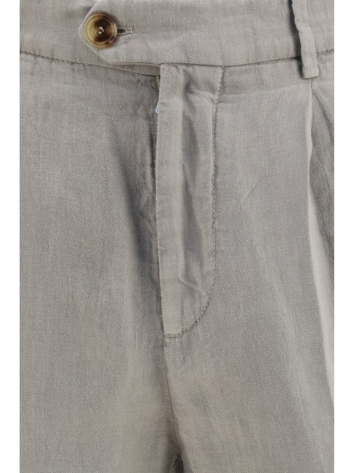 Brunello Cucinelli Garment dyed ginen gabardine Pants - Kaky