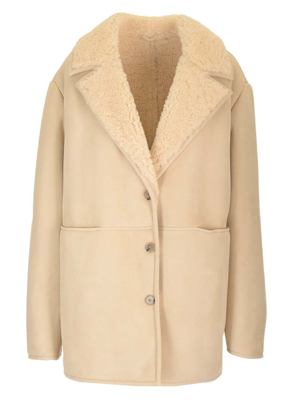 Loulou Studio Shearling Coat - White