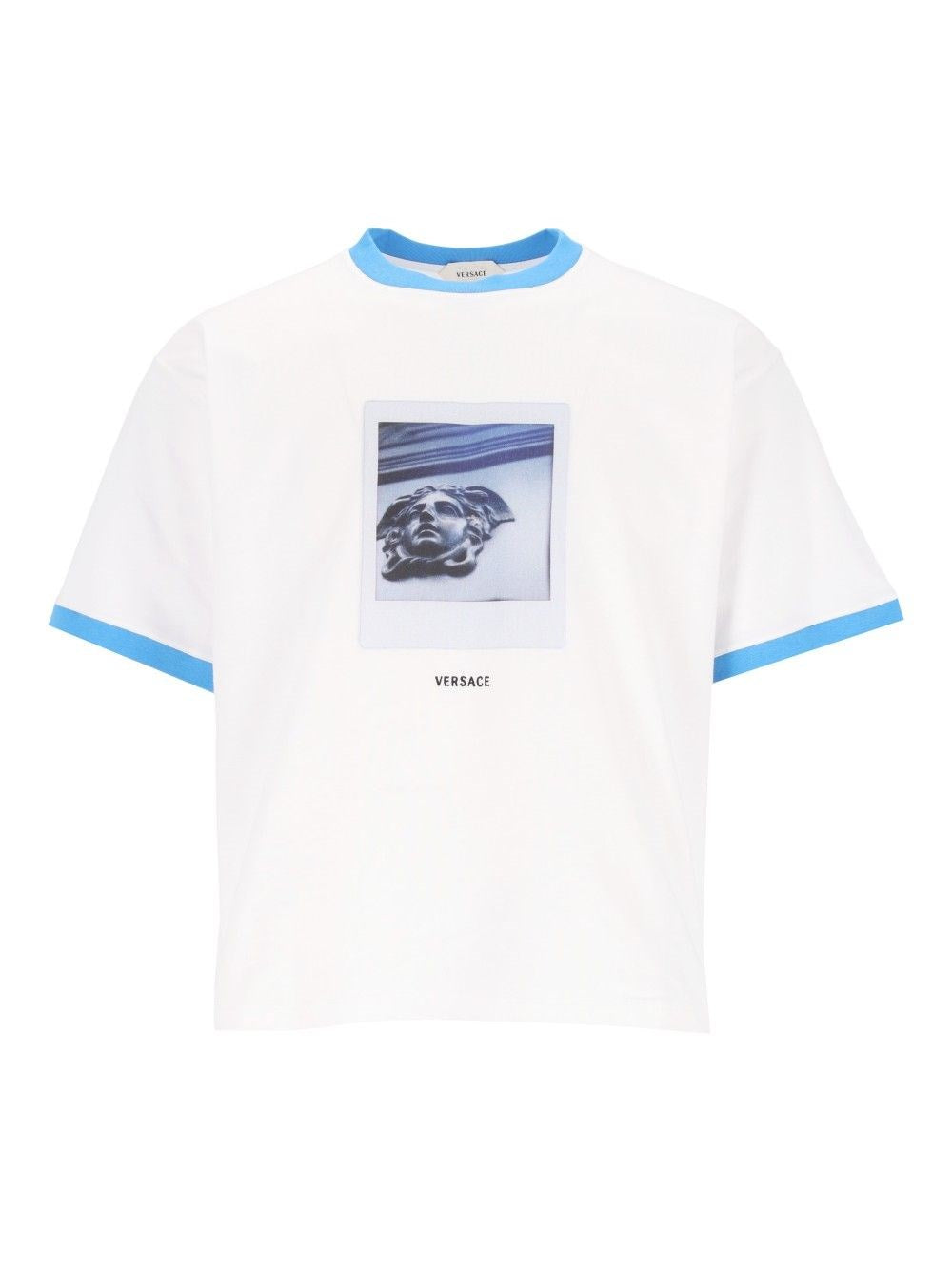 Versace Regular Fit Cotton Jersey T-Shirt With Print - White