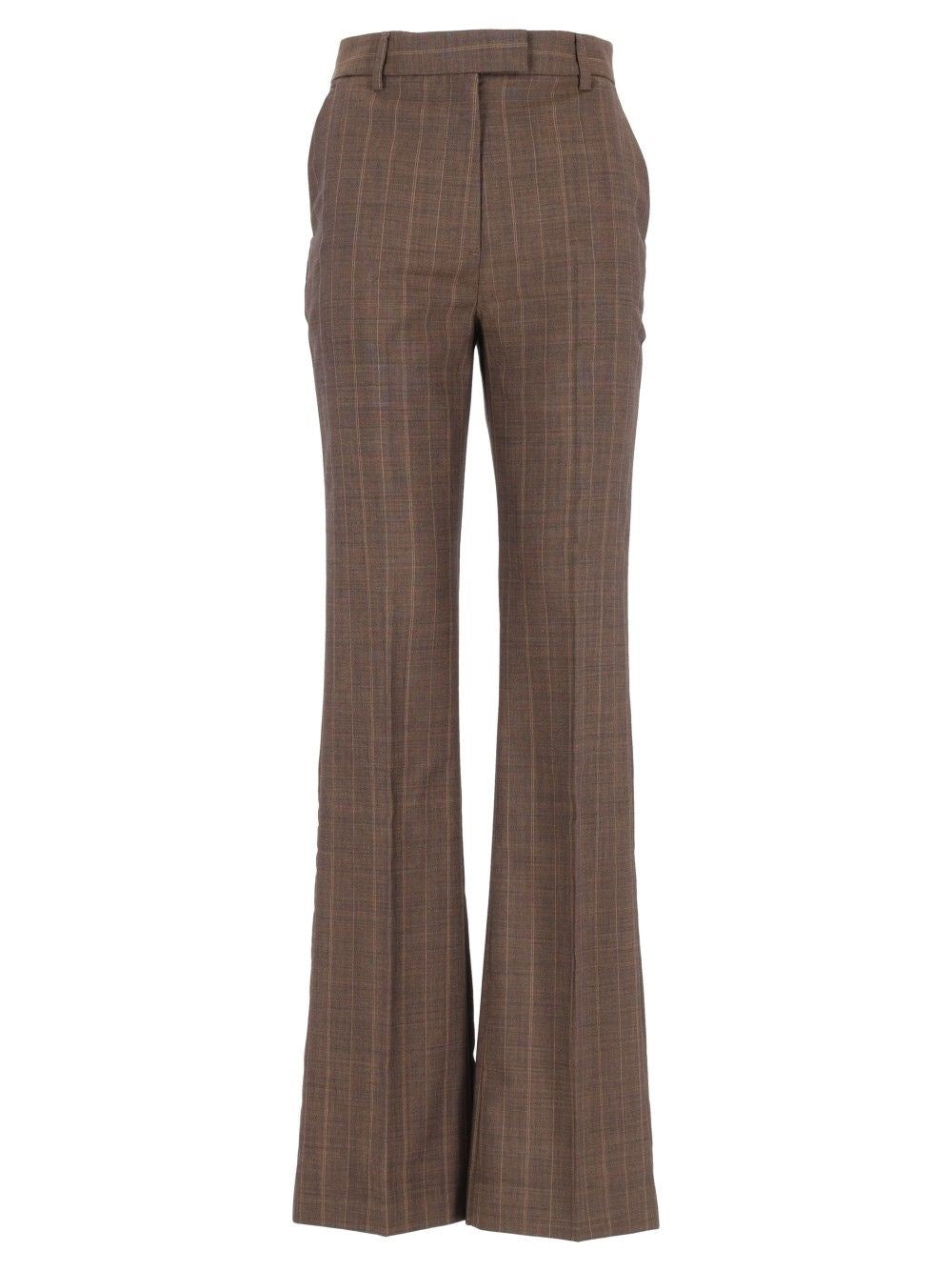 Ganni Brown Pinstripe Wool Trousers
