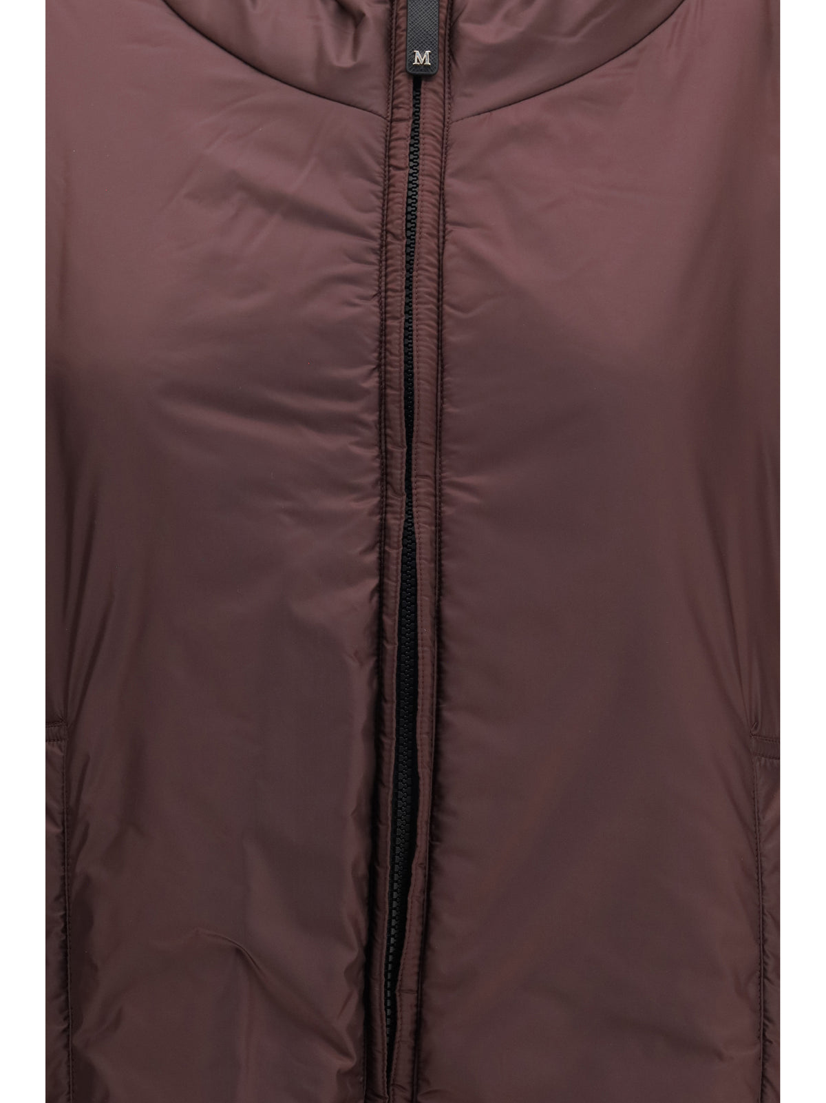 Max Mara The Cube Hooded padded Vest in water repellent canvas - New Dark Ruby