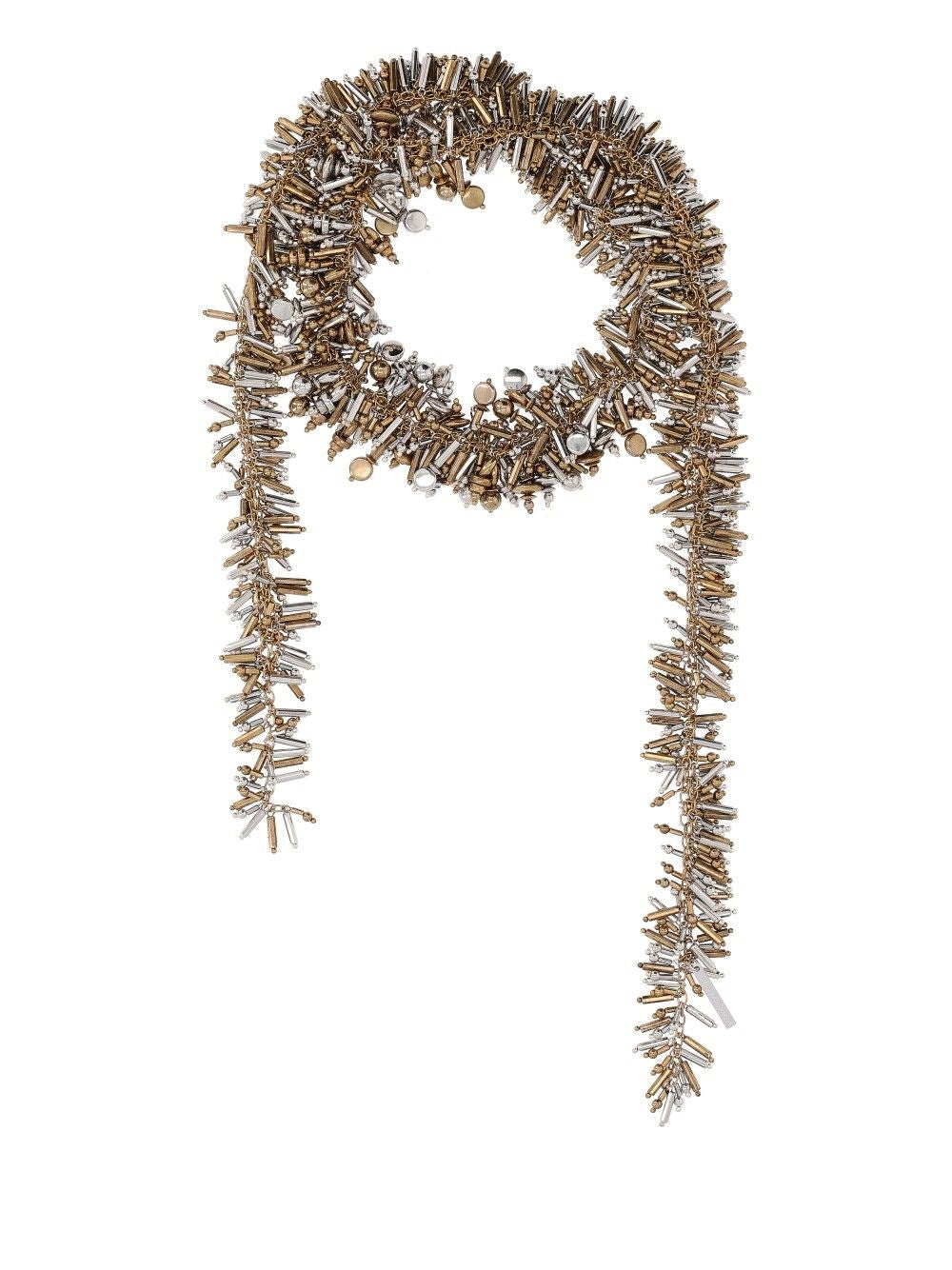 Dries Van Noten Decorated Brass Scarf Necklace - Silver