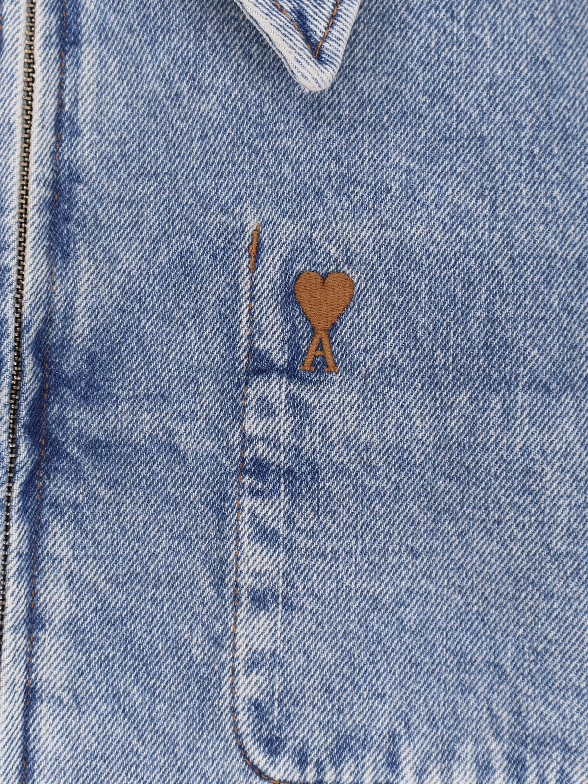 Ami Paris Denim Jacket with iconic embroidery - Bleuused