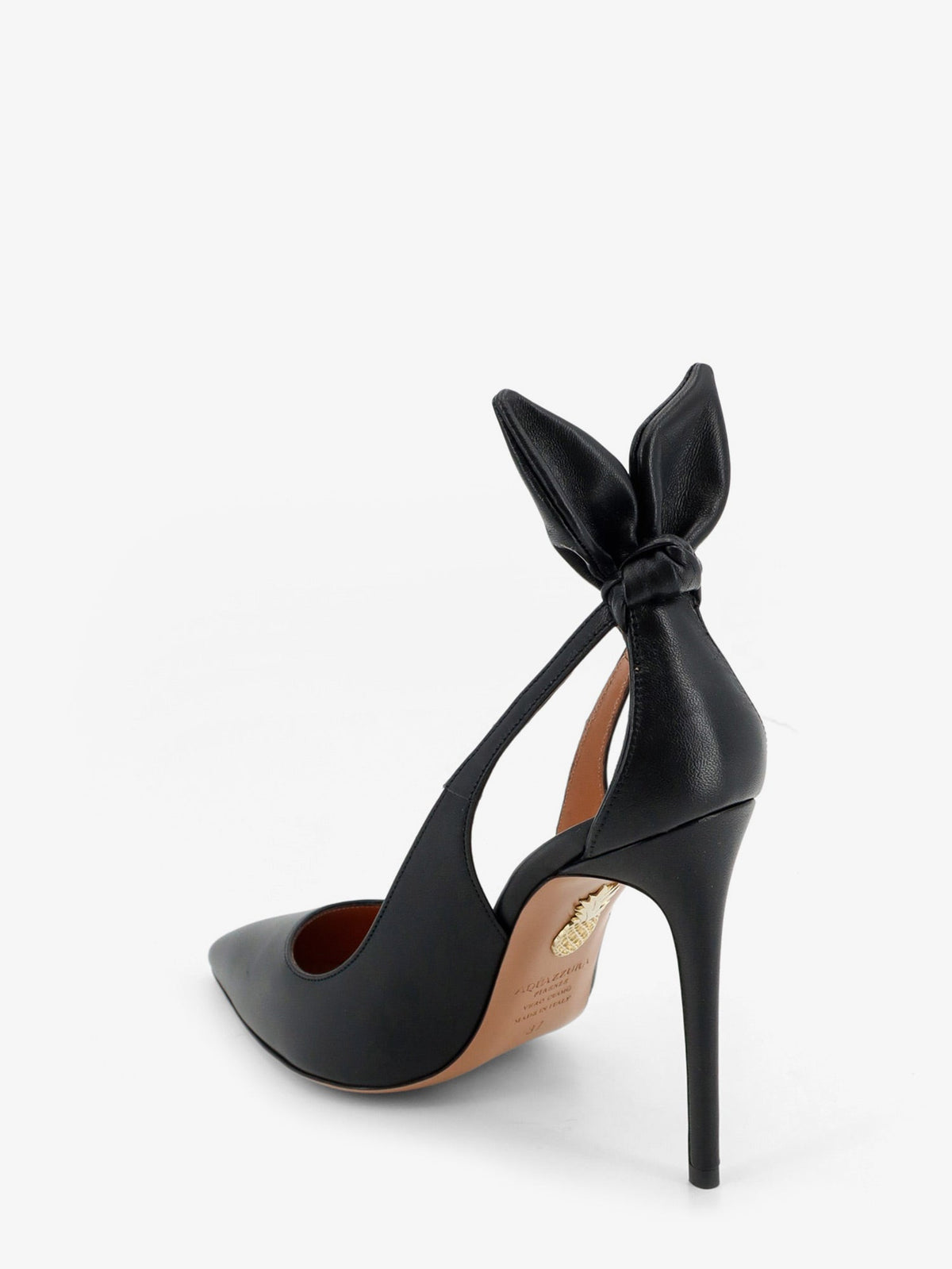 Aquazzura Bow Tie Leather Pumps - Black