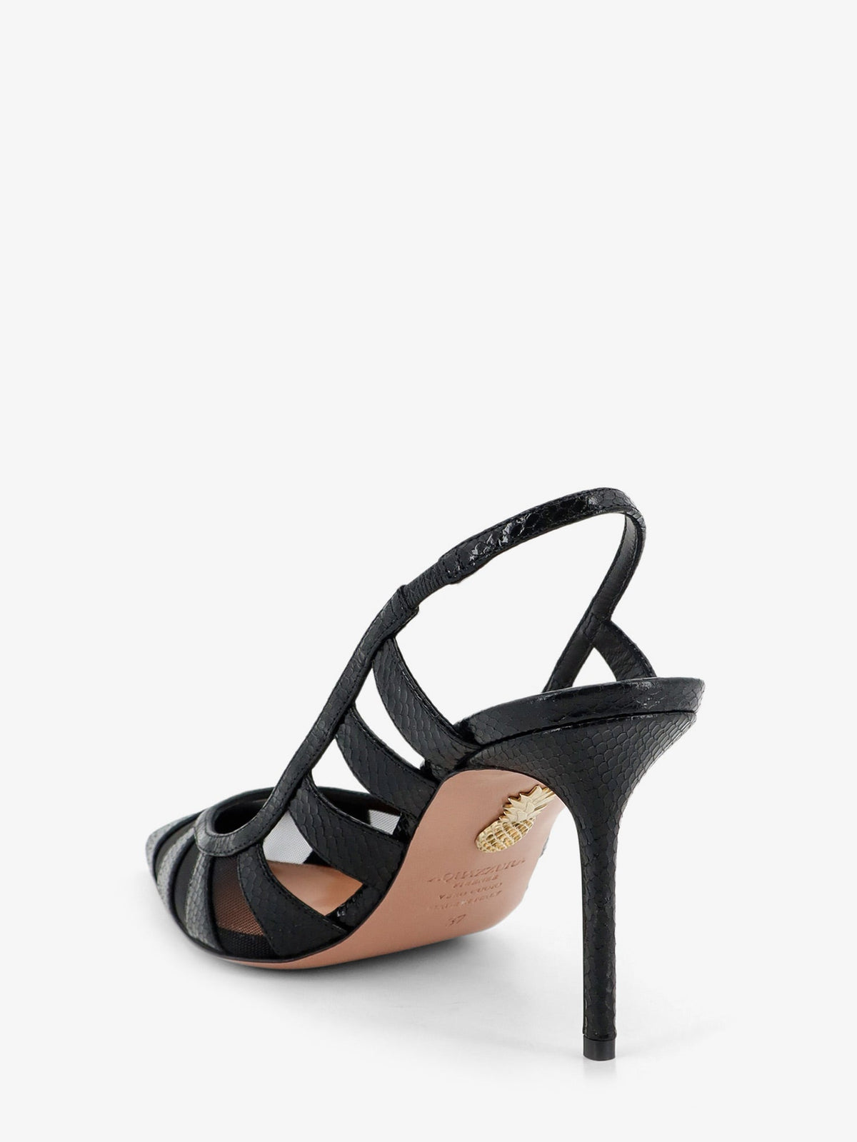 Aquazzura Leather décolleté with mesh inserts - Black